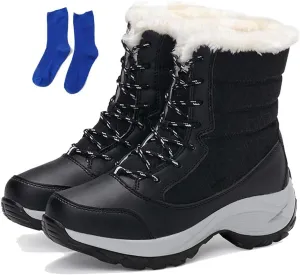 KISSOURBABY Women's Fur Lining Winter Boots Outdoor Waterproof Snow Boots