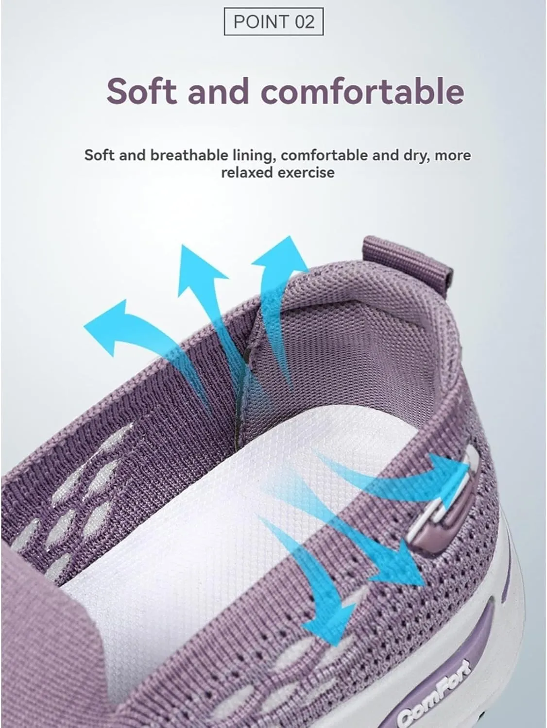 Kubbon Orthopedic Walking Shoes for Women Hands Free Slip-ons Go Walk Sneaker Woven Arch Support Breathable Soft Shoes Mesh Up Stretch Platform Sneakers