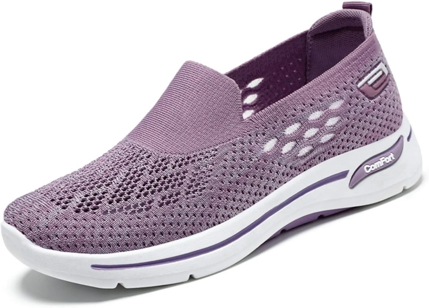 Kubbon Orthopedic Walking Shoes for Women Hands Free Slip-ons Go Walk Sneaker Woven Arch Support Breathable Soft Shoes Mesh Up Stretch Platform Sneakers