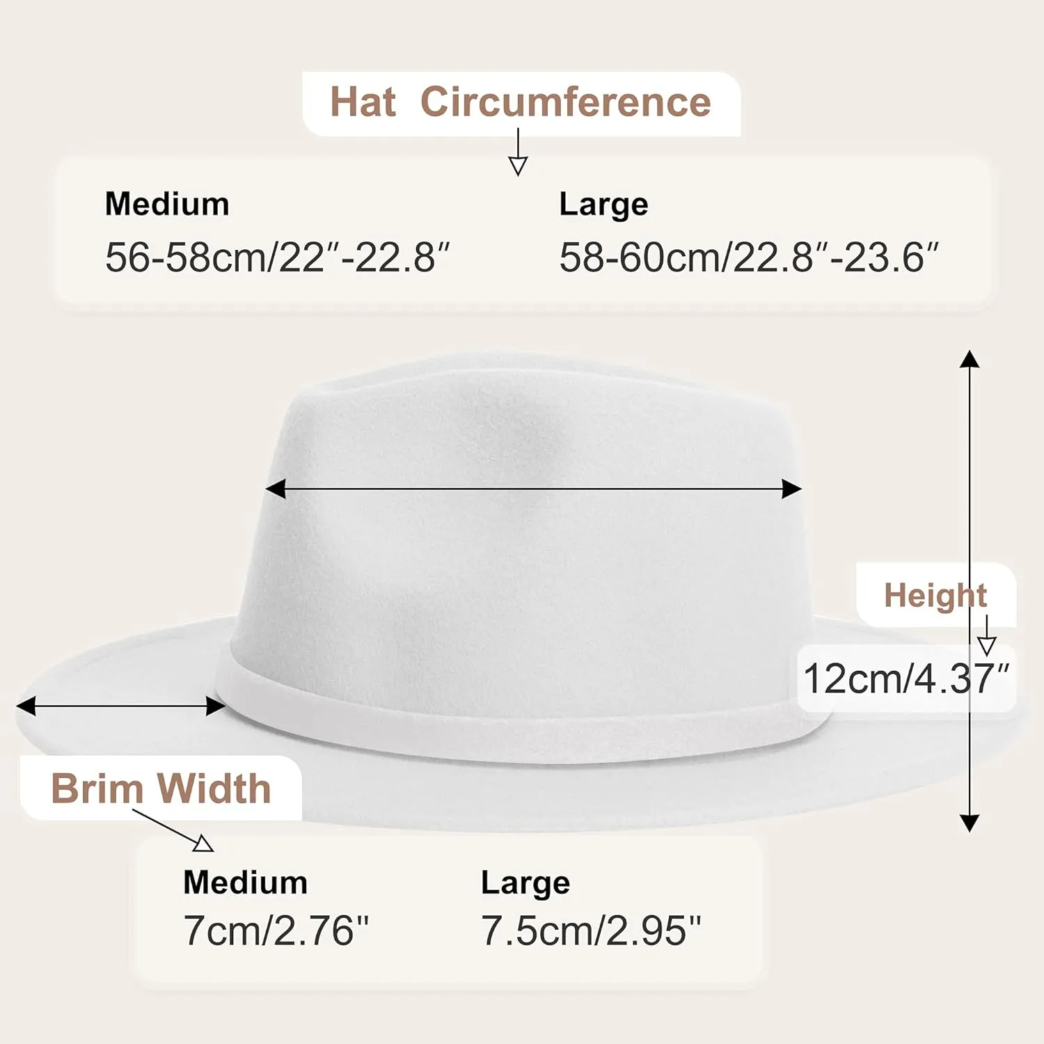 KUJUHA Women Men Wide Brim Fedora Hat