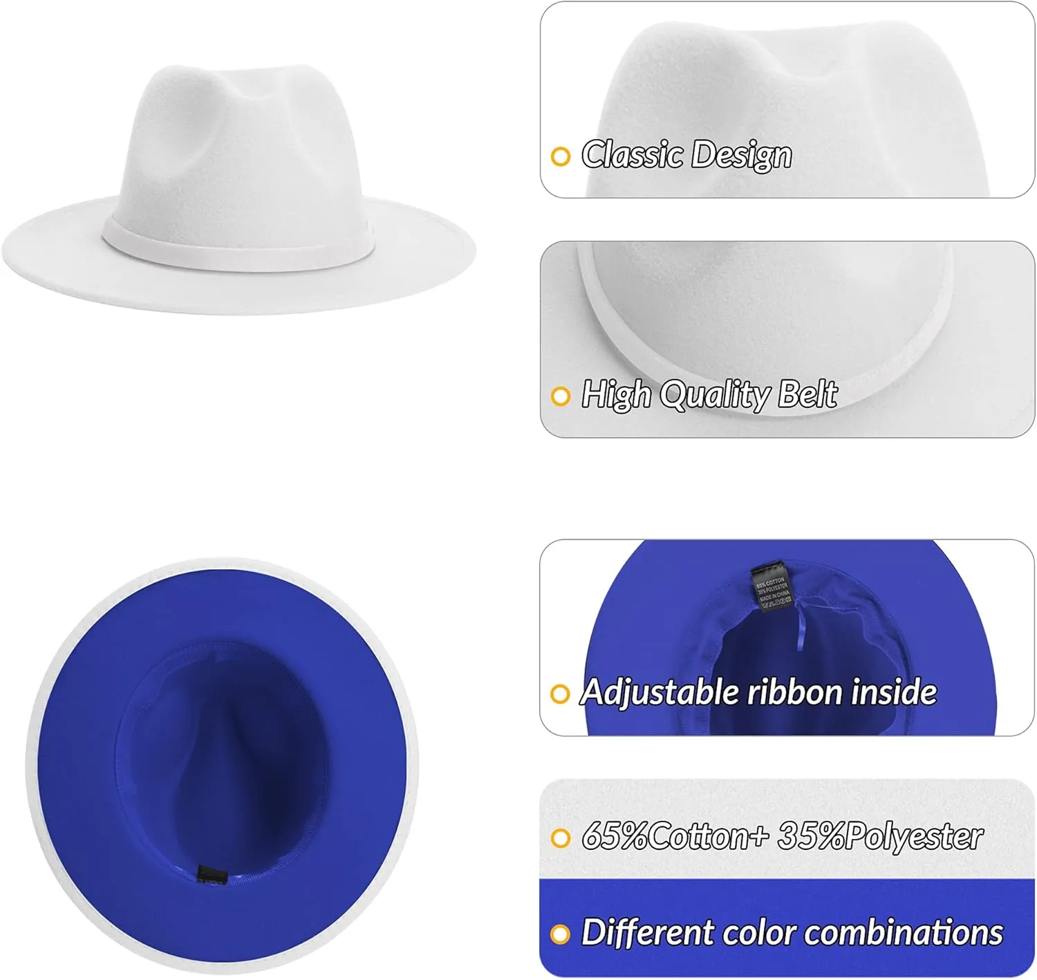 KUJUHA Women Men Wide Brim Fedora Hat