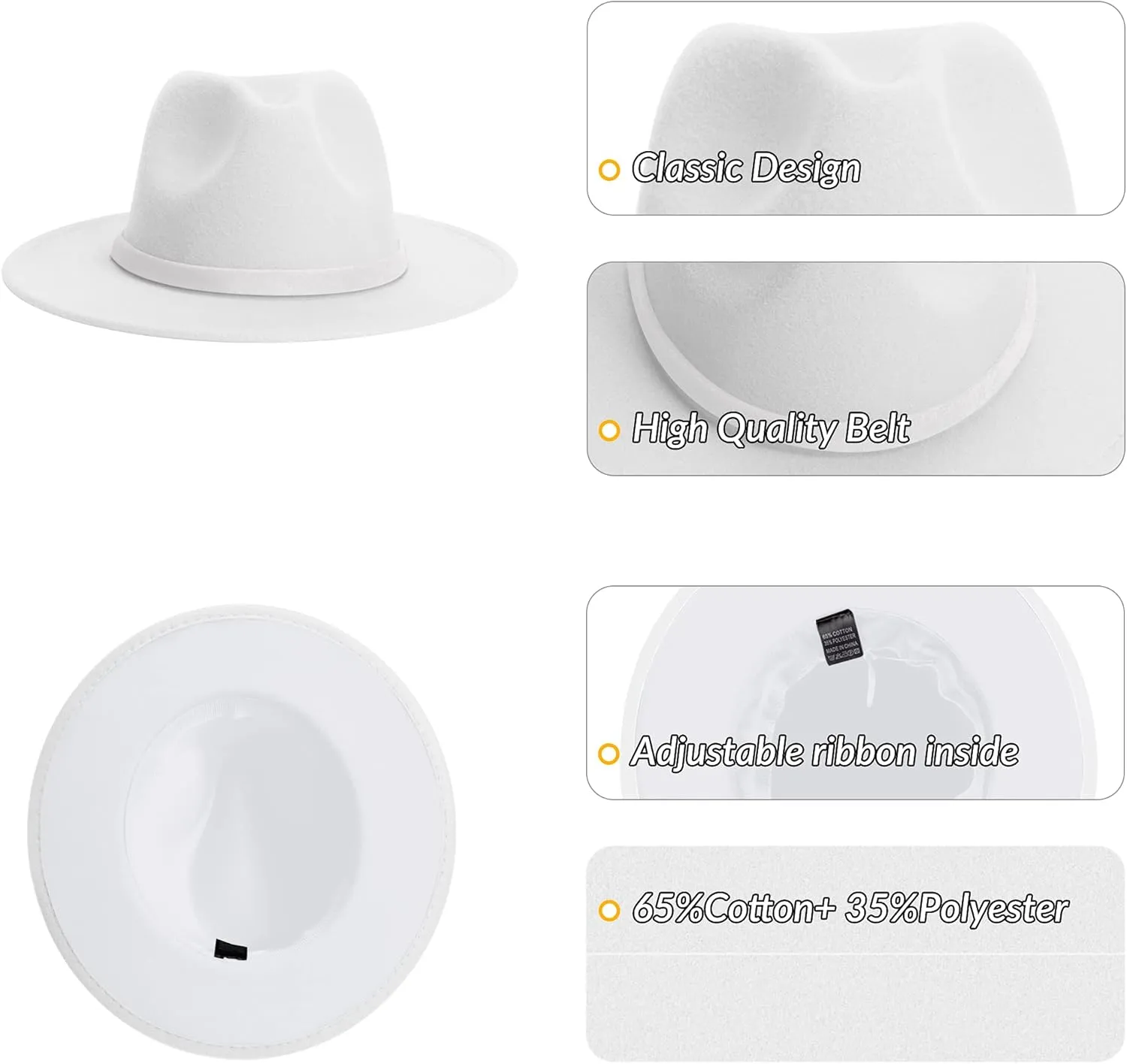 KUJUHA Women Men Wide Brim Fedora Hat