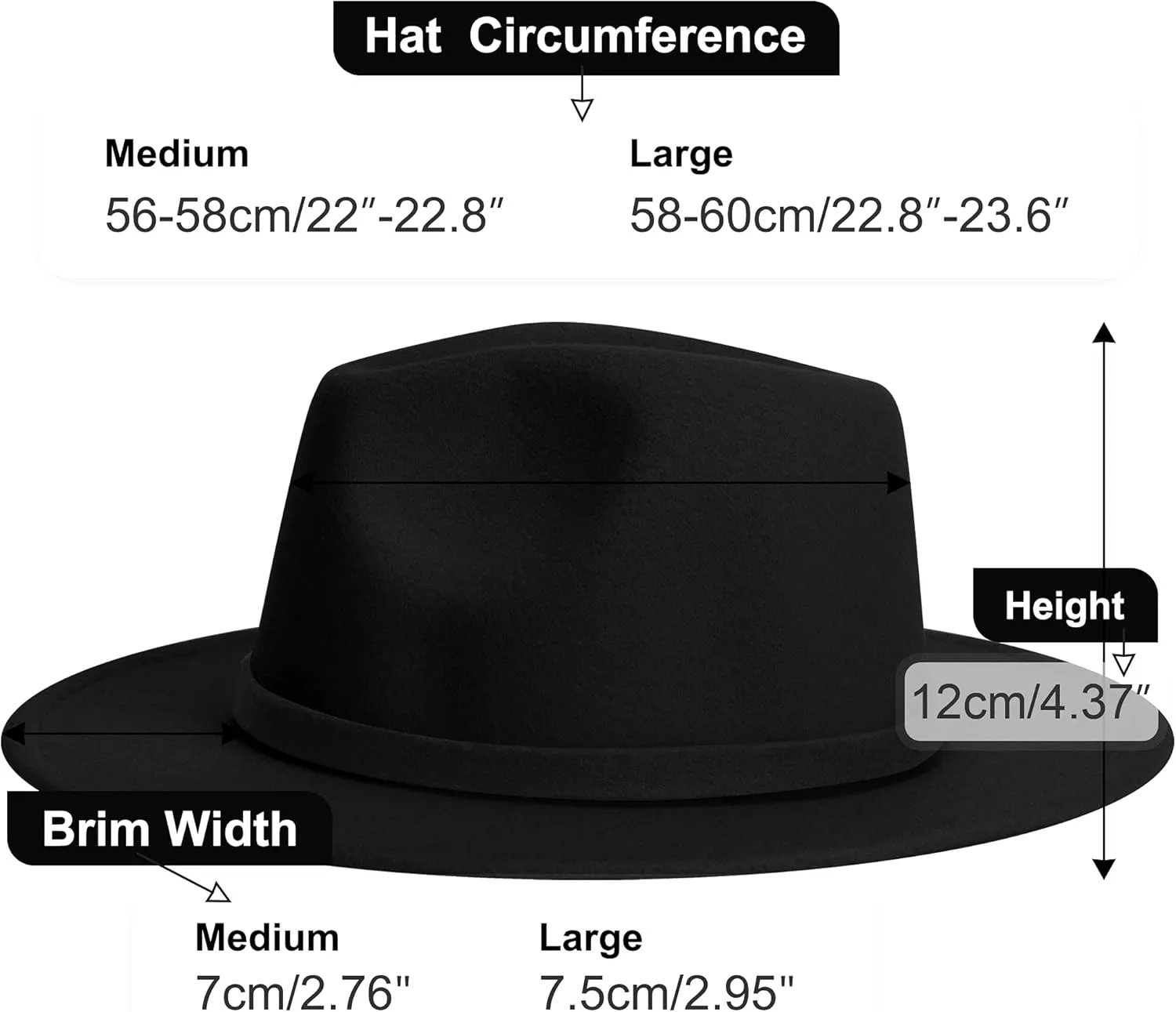 KUJUHA Women Men Wide Brim Fedora Hat