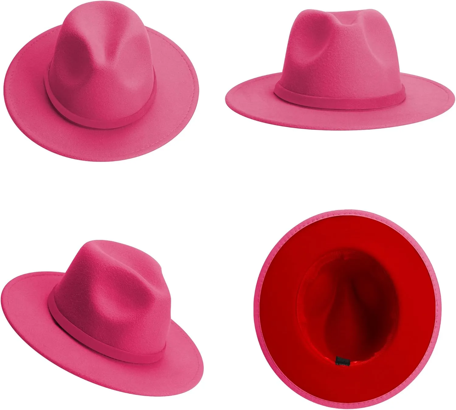 KUJUHA Women Men Wide Brim Fedora Hat