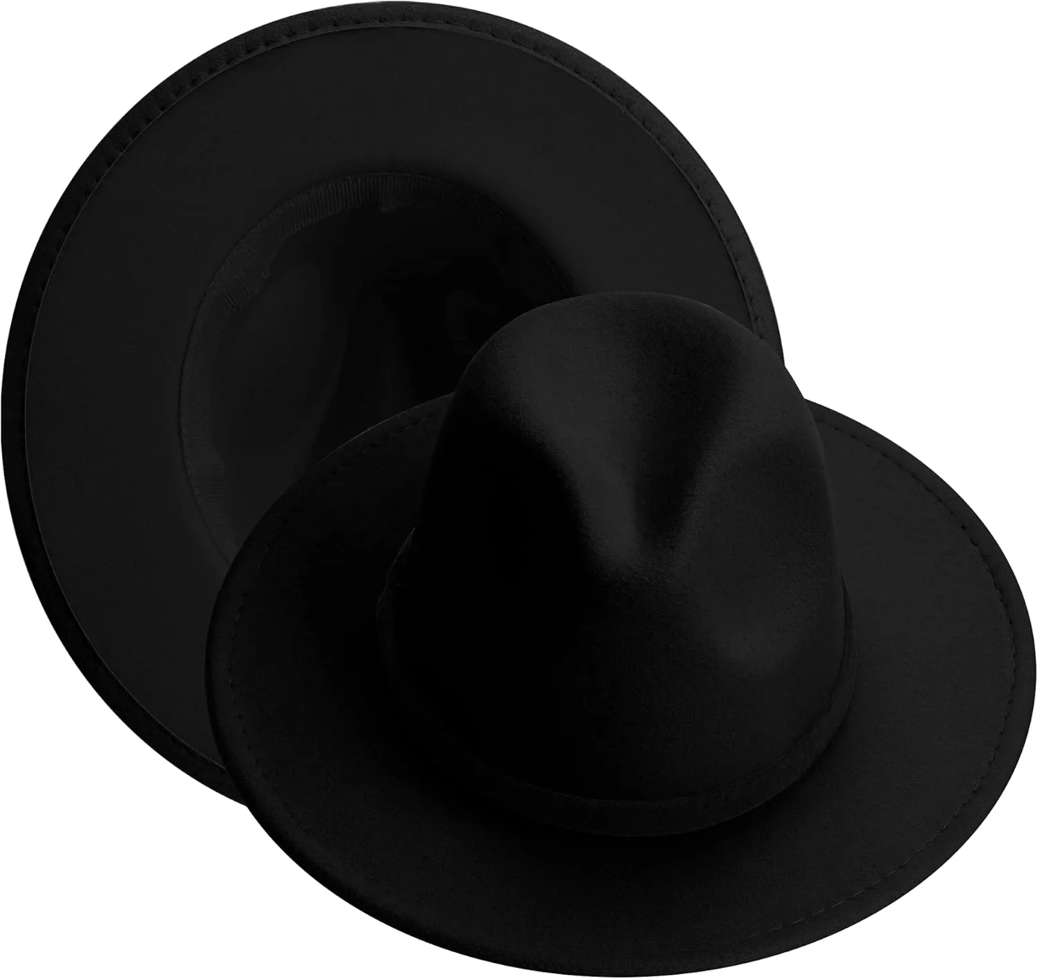 KUJUHA Women Men Wide Brim Fedora Hat