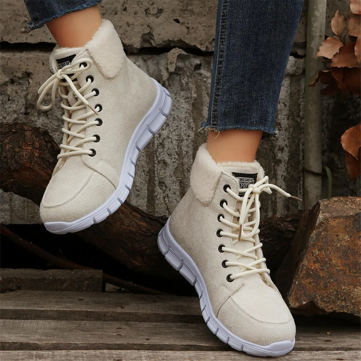 Ladmiple Boots For Women 2024 Ankle Booties Snow Boots Warm Comfortable Slip On Outdoor Fur Lined Lining Walking Winter Shoes