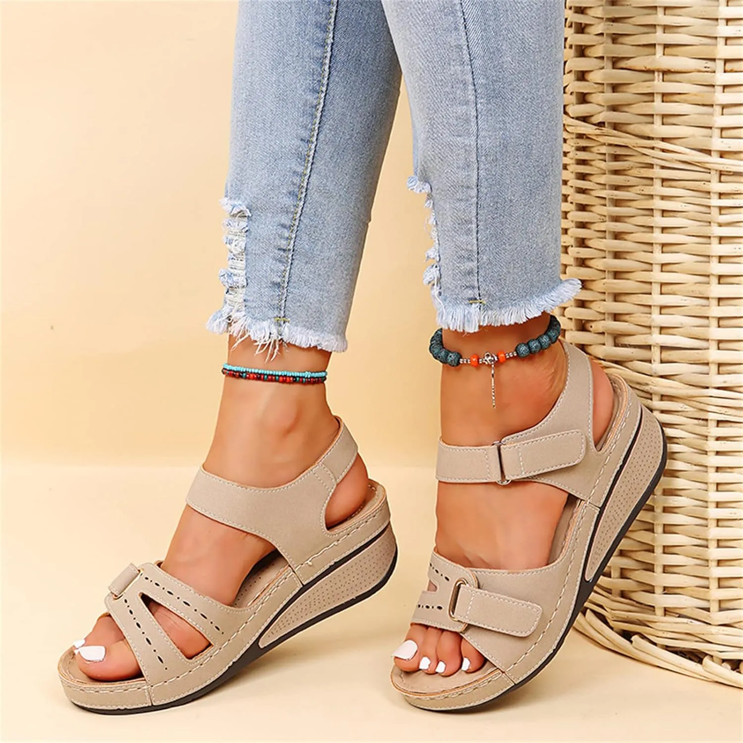 Ladmiple Sandals for Women Casual Summer Womens Orthopedic Sandal Arch Support Roman Open Toe Flip Flops Dressy Shoes