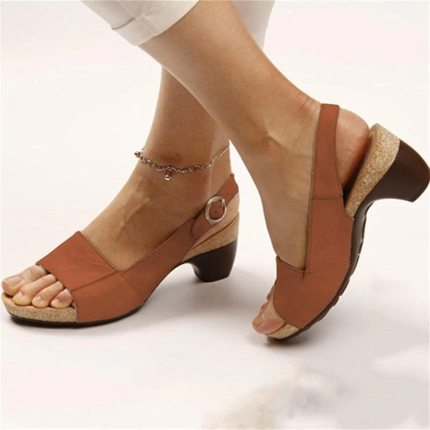 Ladmiple Sandals for Women Wedge,Womens 2023 Comfy Slip-On Sandal Summer Casual Beach Shoes Open Toe Espadrille Platform