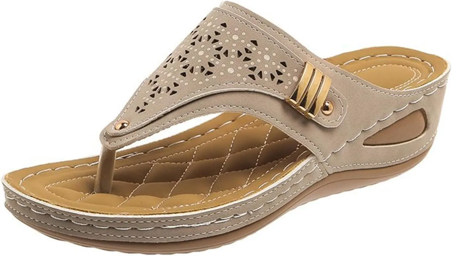 Ladmiple Sandals Women Dressy Summer Flat Cute Casual Beach Shoes Orthopedic Thong Flip Flops Arch Support Orthotic Slippers