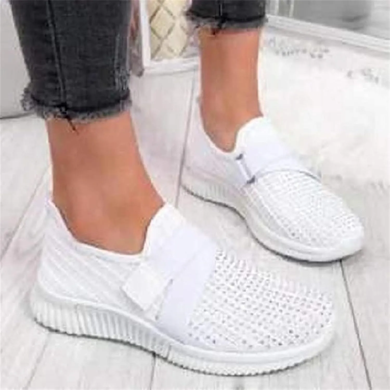 Ladmiple Tennis Shoes Womens Slip Ons Walking Shoes Casual Sneakers Mesh Lightweight Slip Resistant Comfortable Loafers