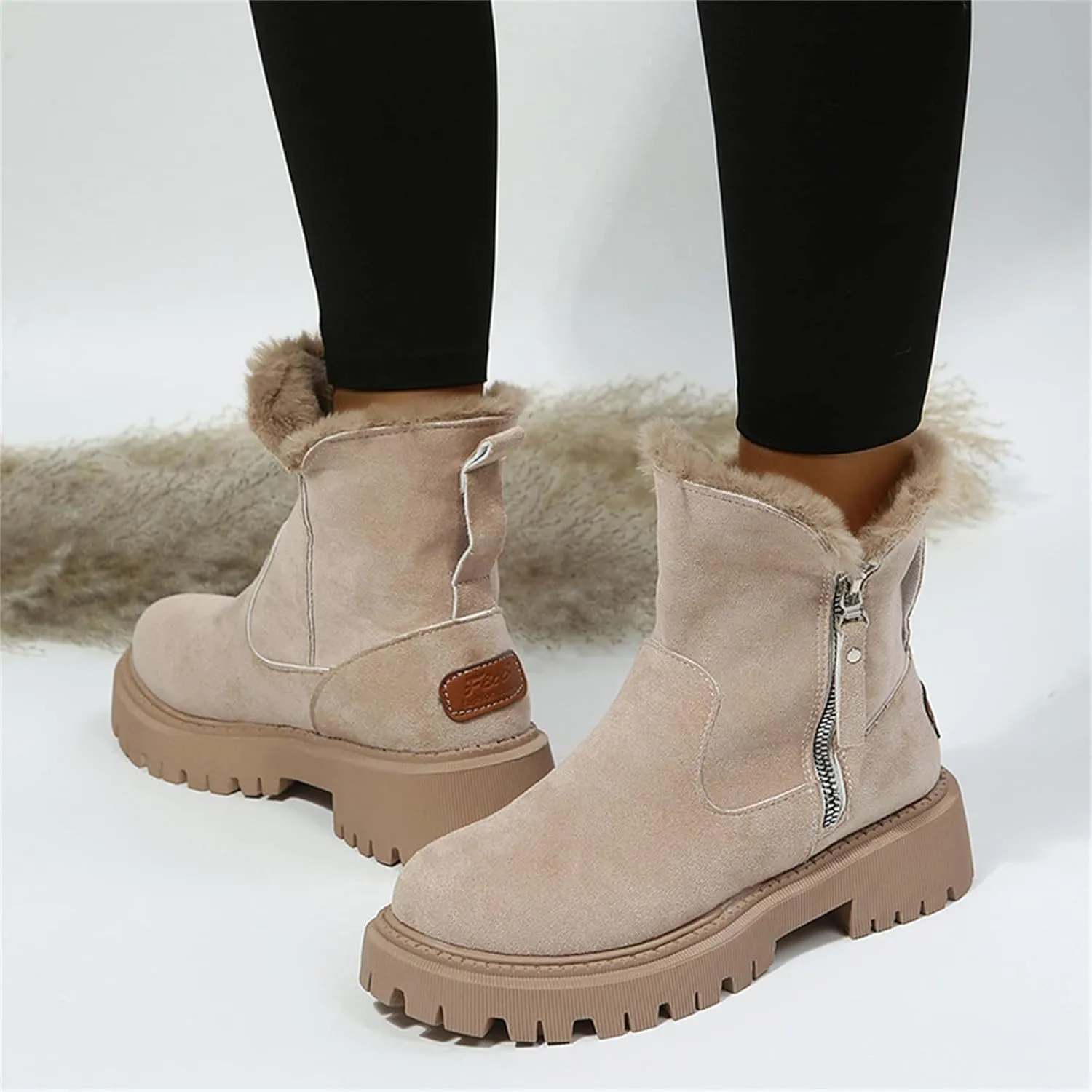 Ladmiple Trending Winter Boots For Women 2024 Casual Slip-on Warm Loafers Shoes Faux Fur-Lined Comfortable Snow Ankle Booties