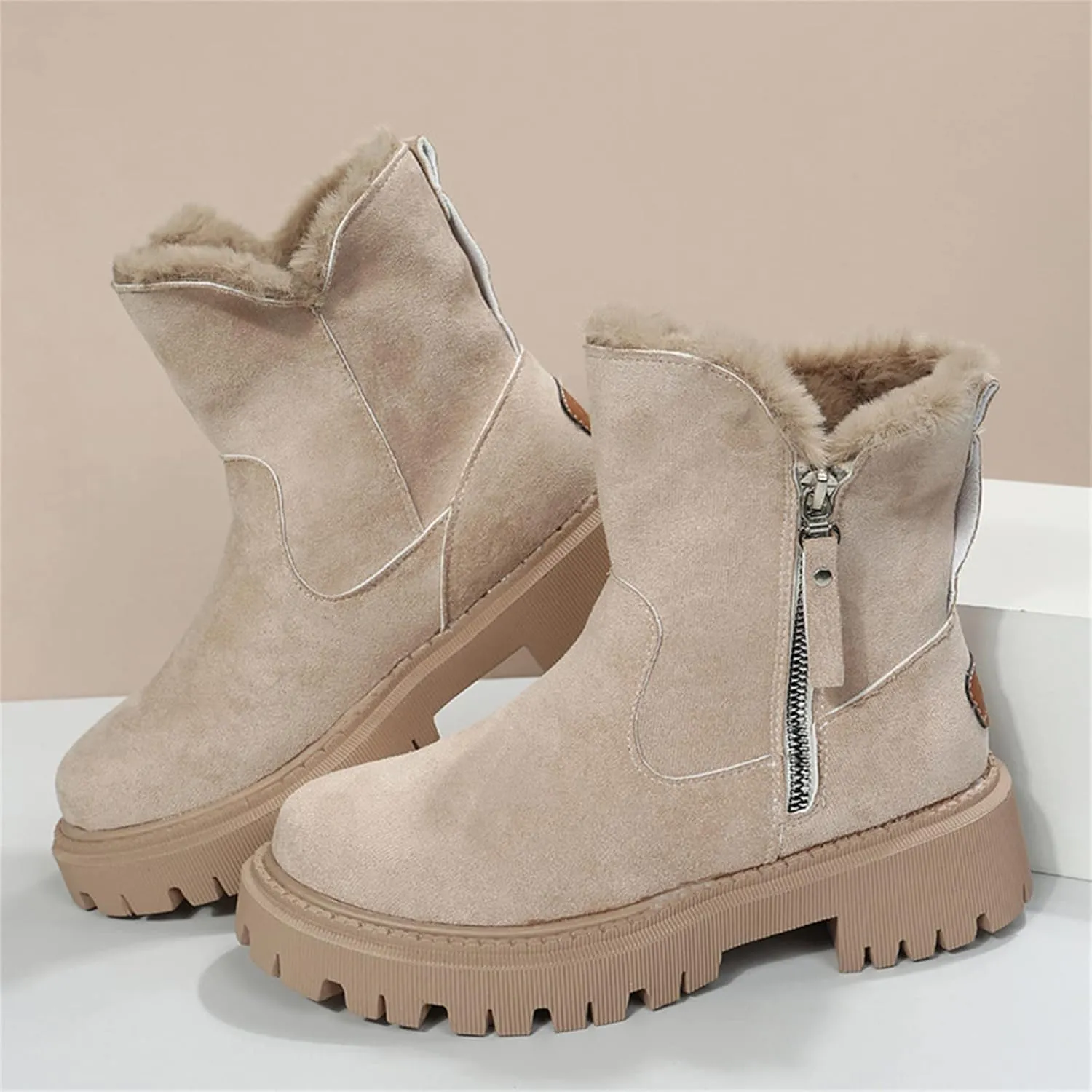 Ladmiple Trending Winter Boots For Women 2024 Casual Slip-on Warm Loafers Shoes Faux Fur-Lined Comfortable Snow Ankle Booties