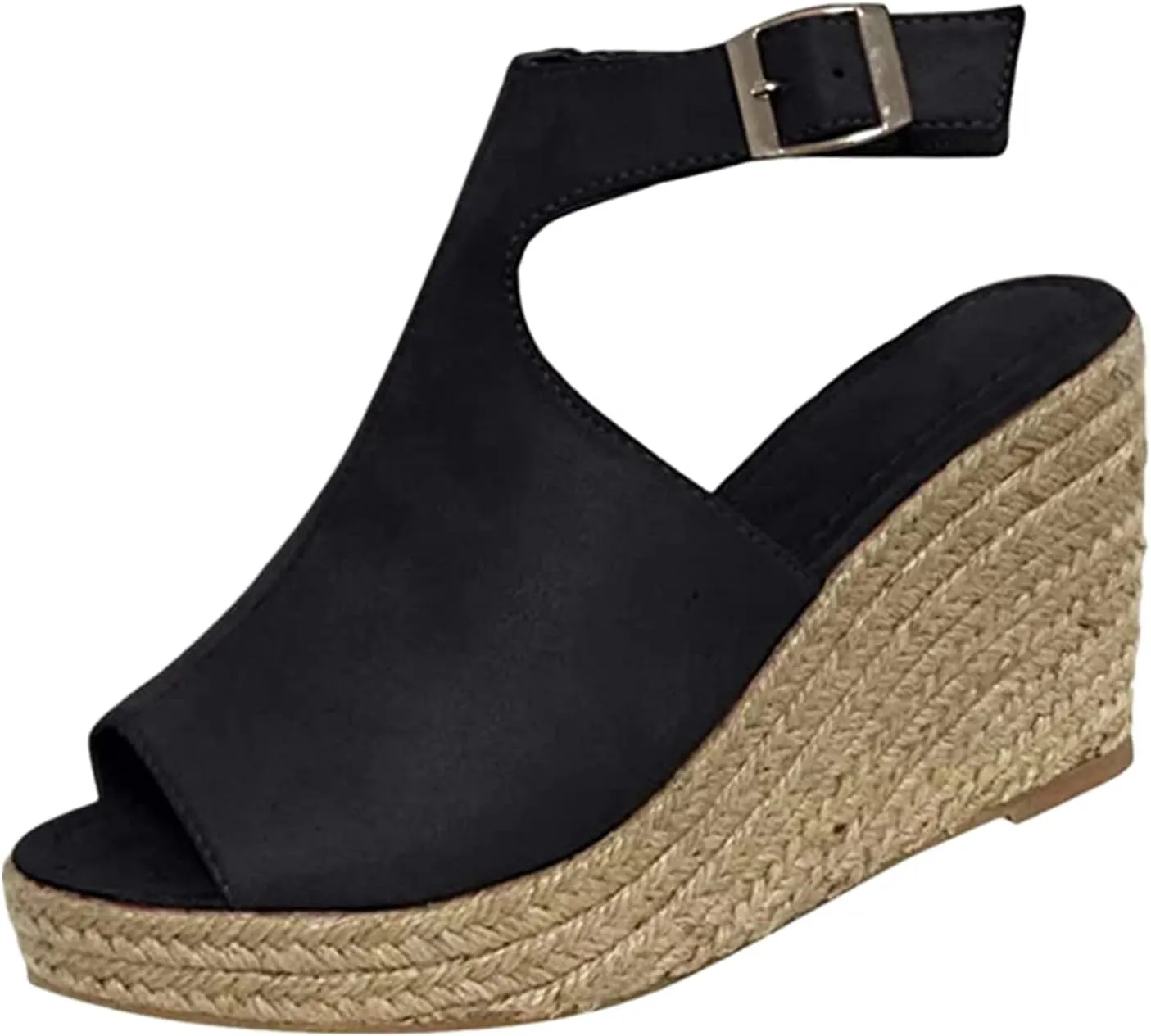 Ladmiple Wedge Sandals for Women,Womens 2023 Summer Comfy Slip-On Sandal Casual Beach Shoes Open Toe Espadrille Platform