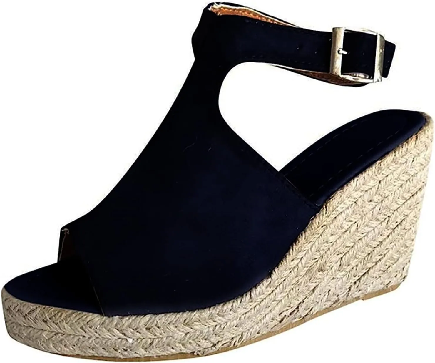 Ladmiple Wedge Sandals for Women,Womens 2023 Summer Comfy Slip-On Sandal Casual Beach Shoes Open Toe Espadrille Platform