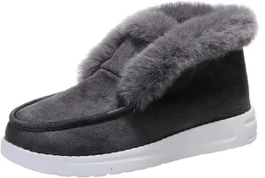 Ladmiple Winter Boots For Women Warm Fur Lined Snow Boots Outdoor Ankle Booties Slip On Comfortable Fashion Loafers Shoes