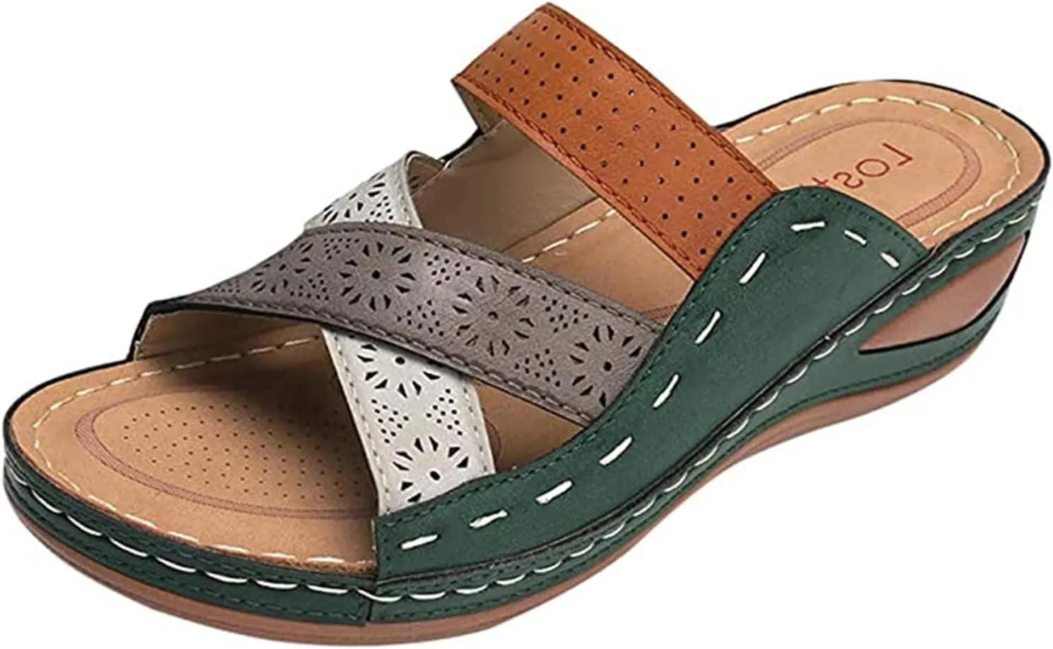 Ladmiple Womens Casual Summer Fashion Orthopedic Wedge Flip Flop Arch Support Beach Roman Open Toe Slip On Slipper Shoes