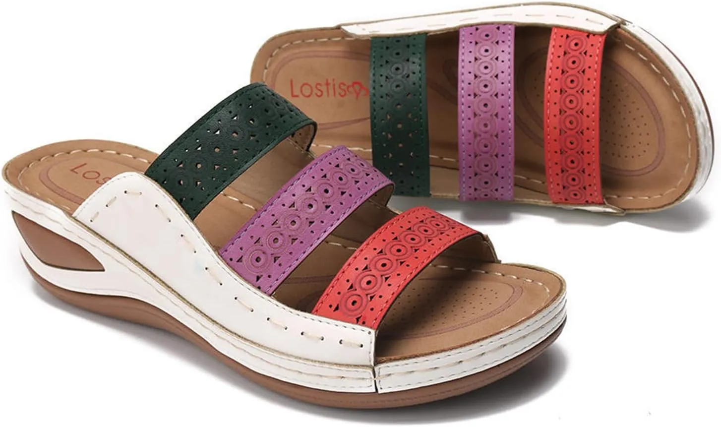 Ladmiple Womens Sandal 2023 Comfortable Summer Causal Flip Flop with Arch Support Beach Roman Open Toe Orthopedic Sandal