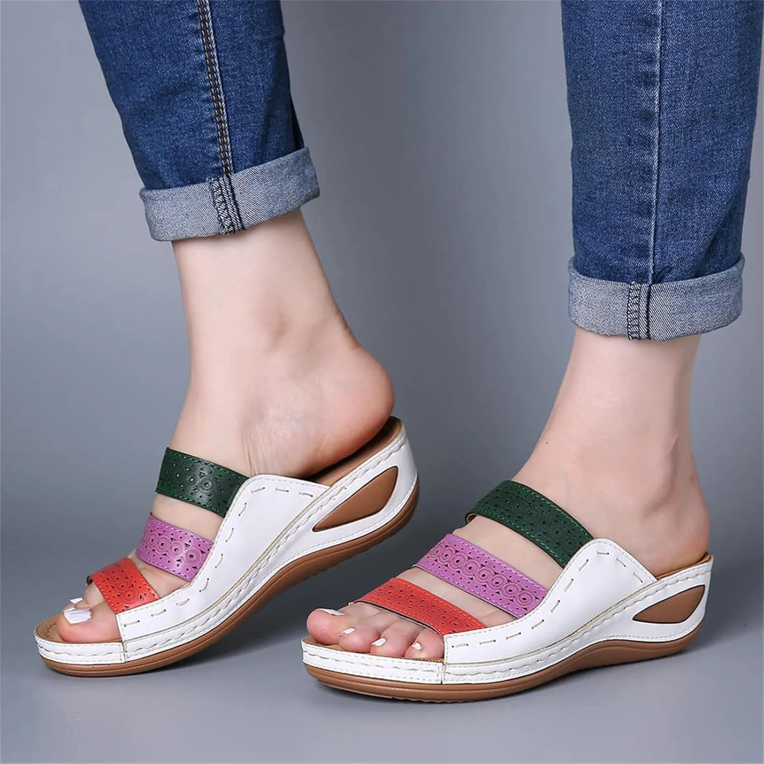 Ladmiple Womens Sandal 2023 Comfortable Summer Causal Flip Flop with Arch Support Beach Roman Open Toe Orthopedic Sandal