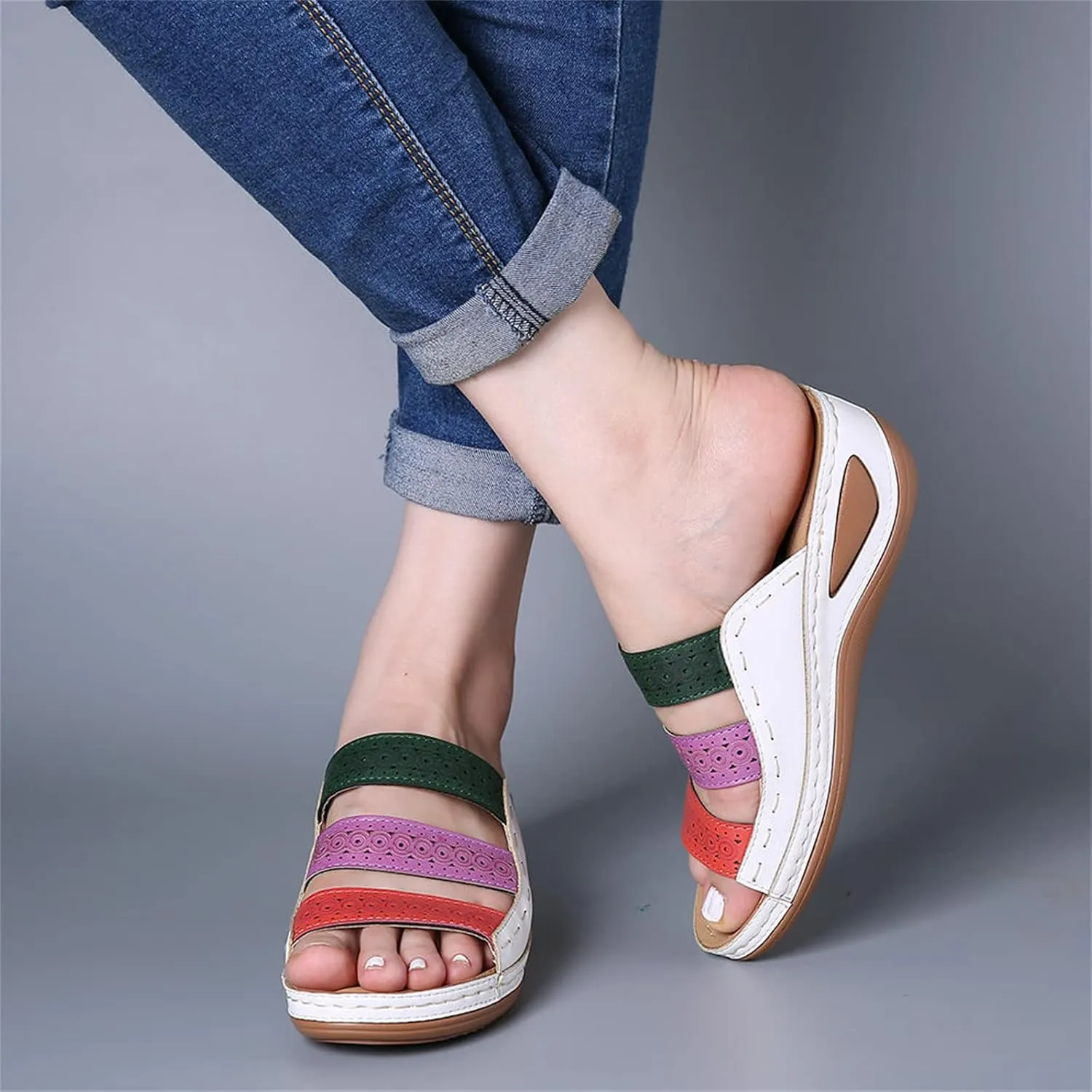 Ladmiple Womens Sandal 2023 Comfortable Summer Causal Flip Flop with Arch Support Beach Roman Open Toe Orthopedic Sandal