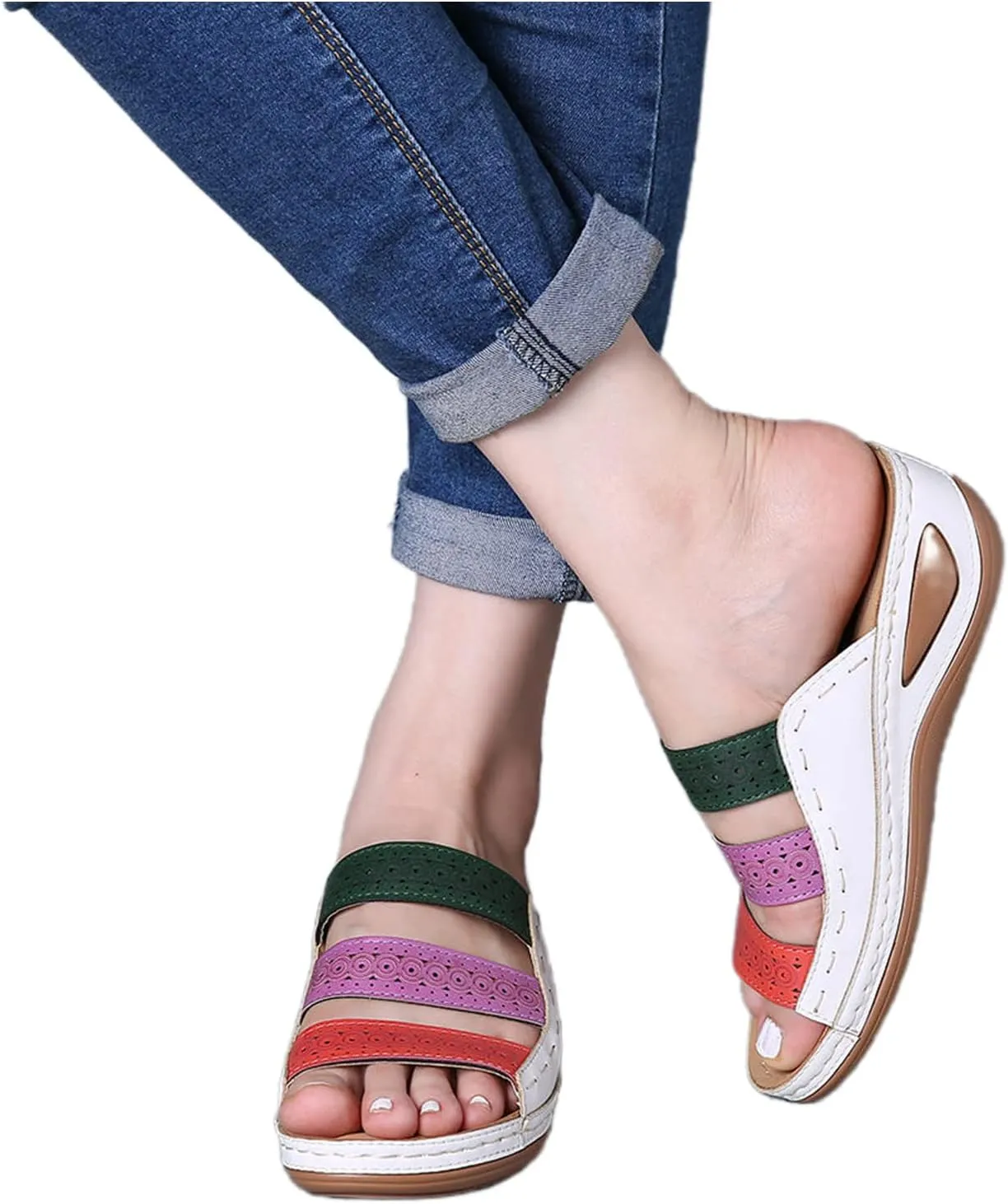 Ladmiple Womens Sandal 2023 Comfortable Summer Causal Flip Flop with Arch Support Beach Roman Open Toe Orthopedic Sandal