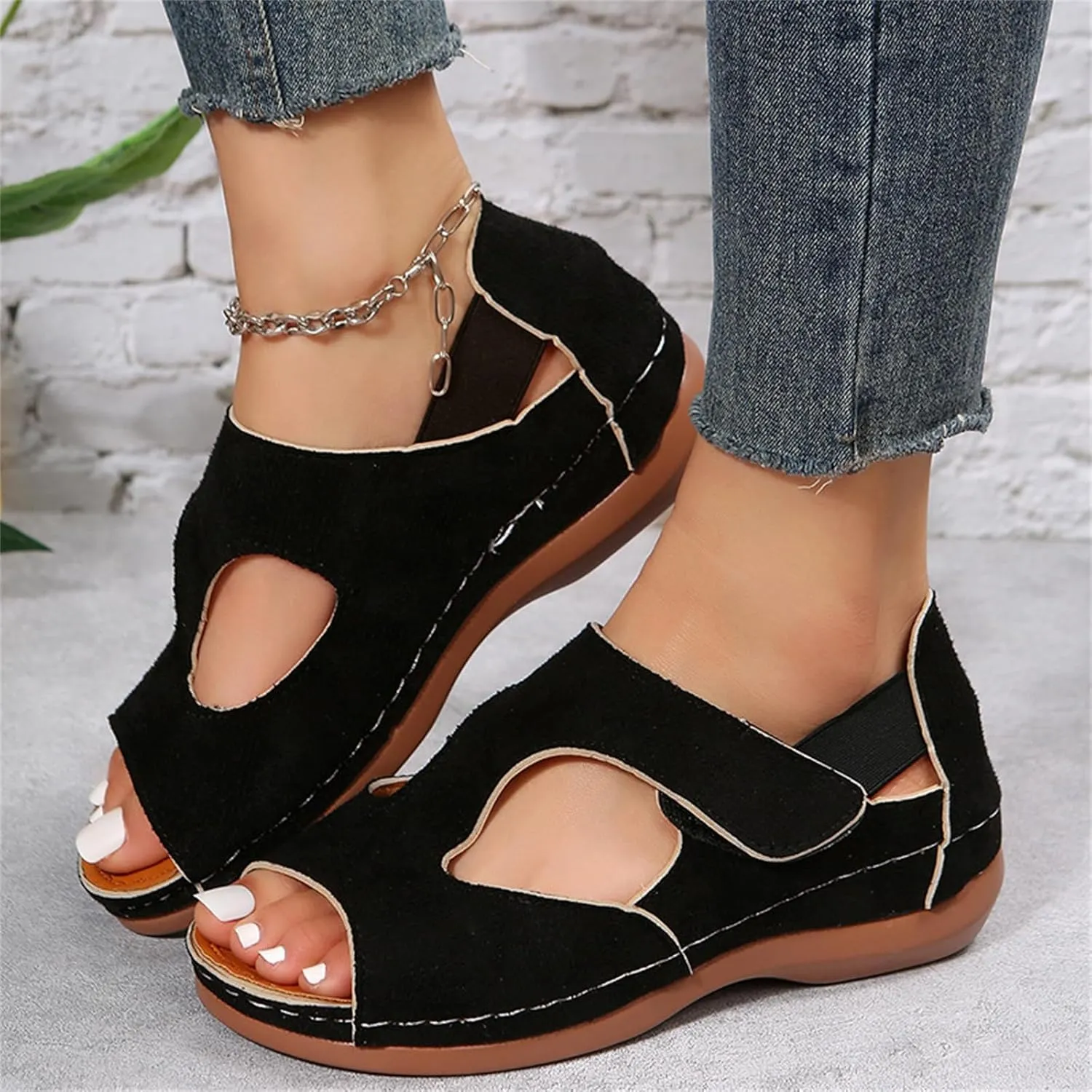 Ladmiple Womens Sandals Comfortable Summer Causal Flip Flops Arch Support Beach Roman Open Toe Orthopedic Sandal Outdoor