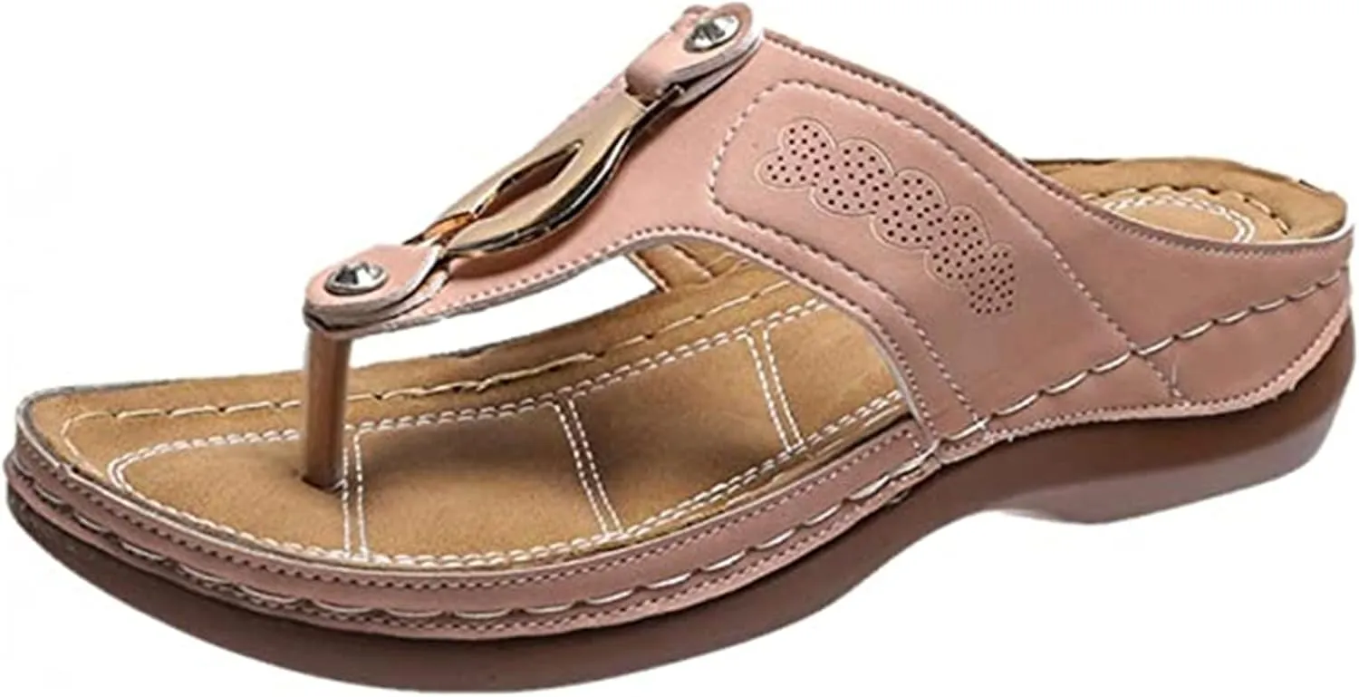 Ladmiple Women's Sandals Comfortable With Arch Support Orthopedic Thong Flip Flops Dressy Summer Walking Orthotic Slides