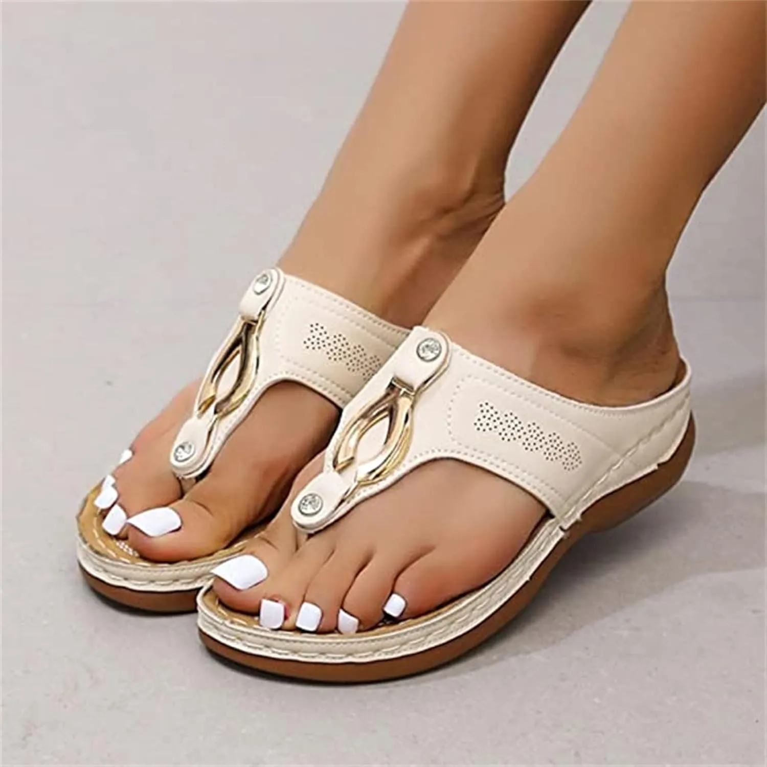 Ladmiple Women's Sandals Comfortable With Arch Support Orthopedic Thong Flip Flops Dressy Summer Walking Orthotic Slides
