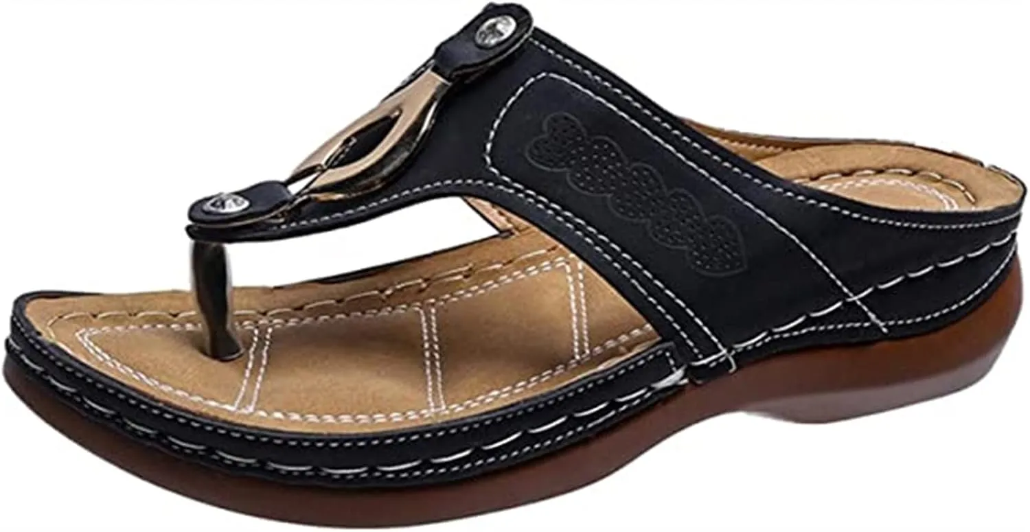 Ladmiple Women's Sandals Comfortable With Arch Support Orthopedic Thong Flip Flops Dressy Summer Walking Orthotic Slides