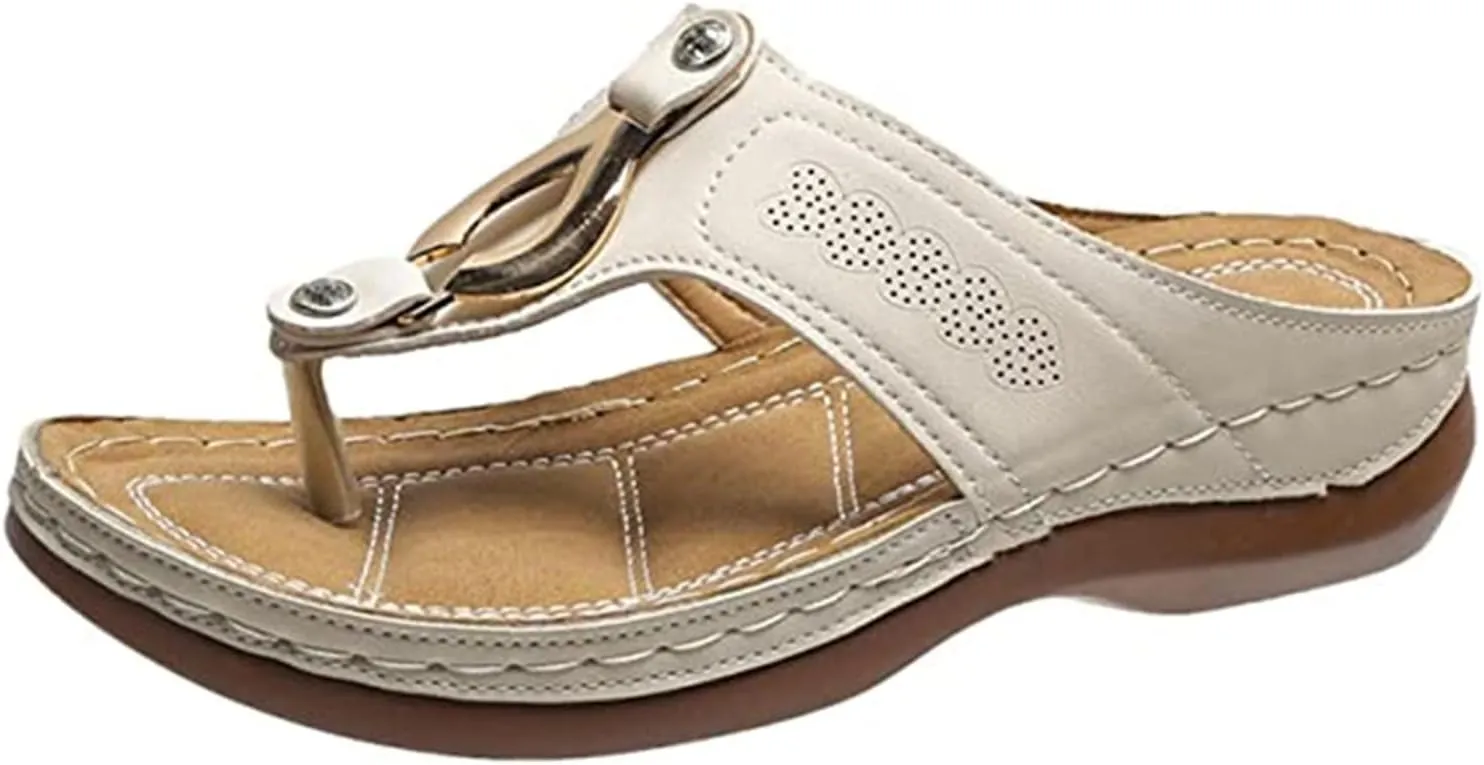 Ladmiple Women's Sandals Comfortable With Arch Support Orthopedic Thong Flip Flops Dressy Summer Walking Orthotic Slides
