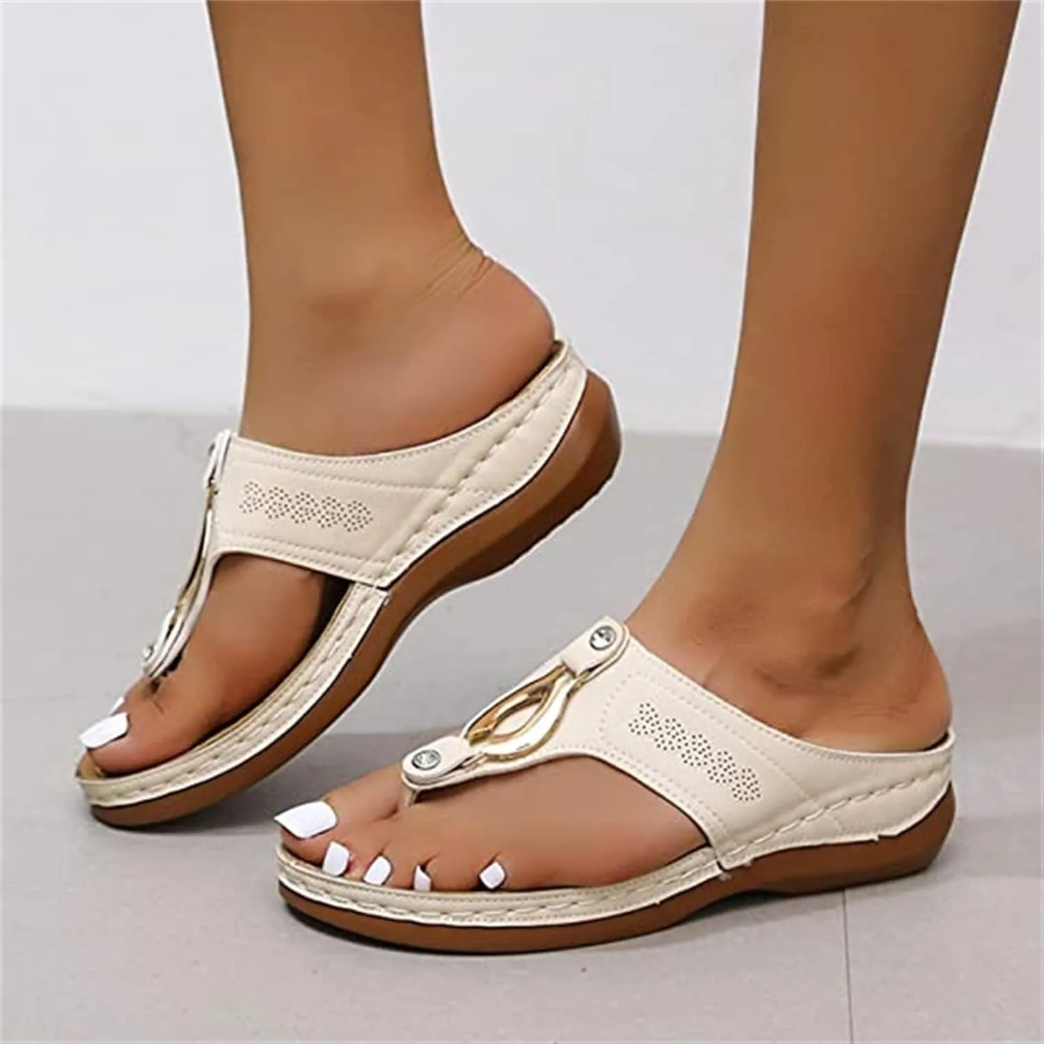 Ladmiple Women's Sandals Comfortable With Arch Support Orthopedic Thong Flip Flops Dressy Summer Walking Orthotic Slides