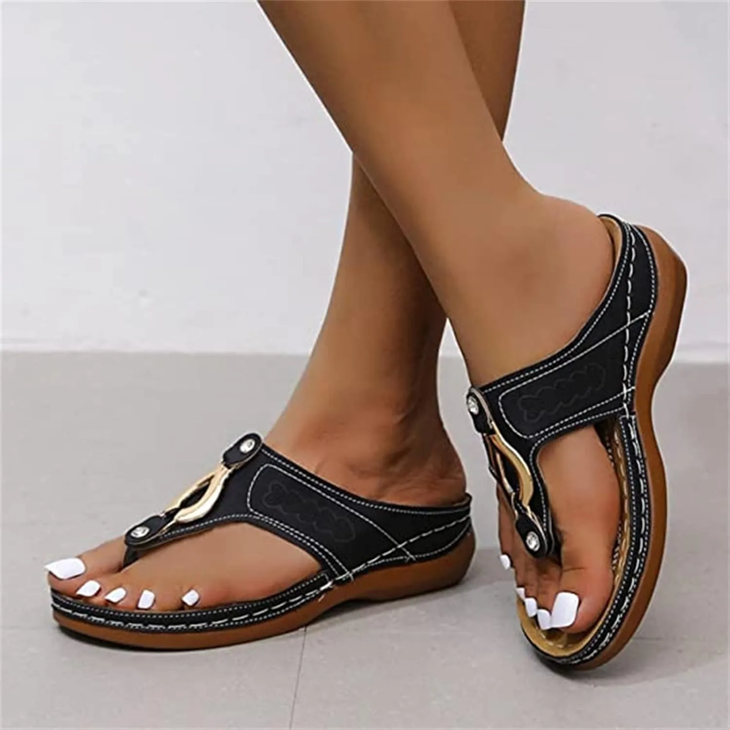 Ladmiple Women's Sandals Comfortable With Arch Support Orthopedic Thong Flip Flops Dressy Summer Walking Orthotic Slides