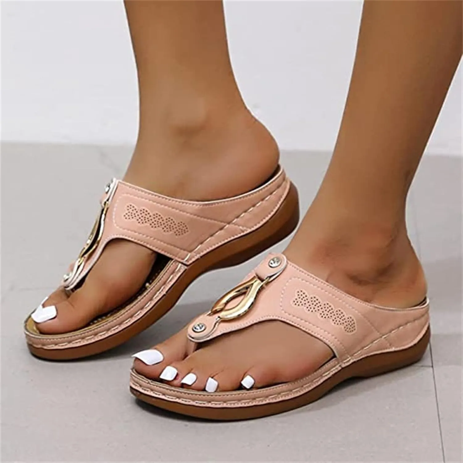 Ladmiple Women's Sandals Comfortable With Arch Support Orthopedic Thong Flip Flops Dressy Summer Walking Orthotic Slides