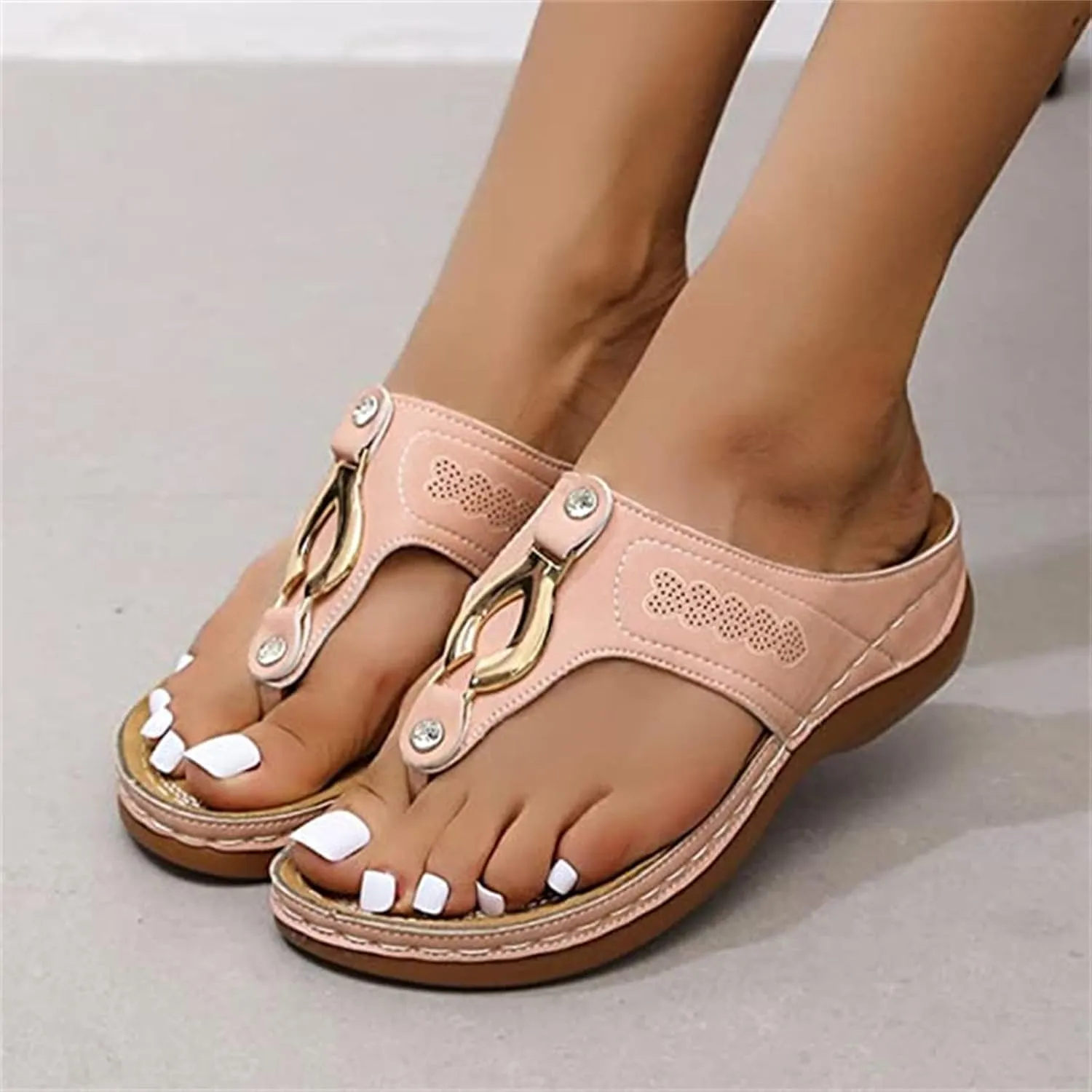 Ladmiple Women's Sandals Comfortable With Arch Support Orthopedic Thong Flip Flops Dressy Summer Walking Orthotic Slides