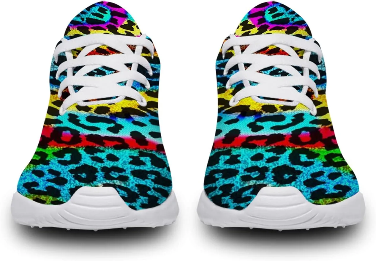 Leopard Cheetah Print Shoes Woman Tennis Shoes Athletic Running Shoes Soft Lightweight Walking Sneakers Gifts for Ladies Girls