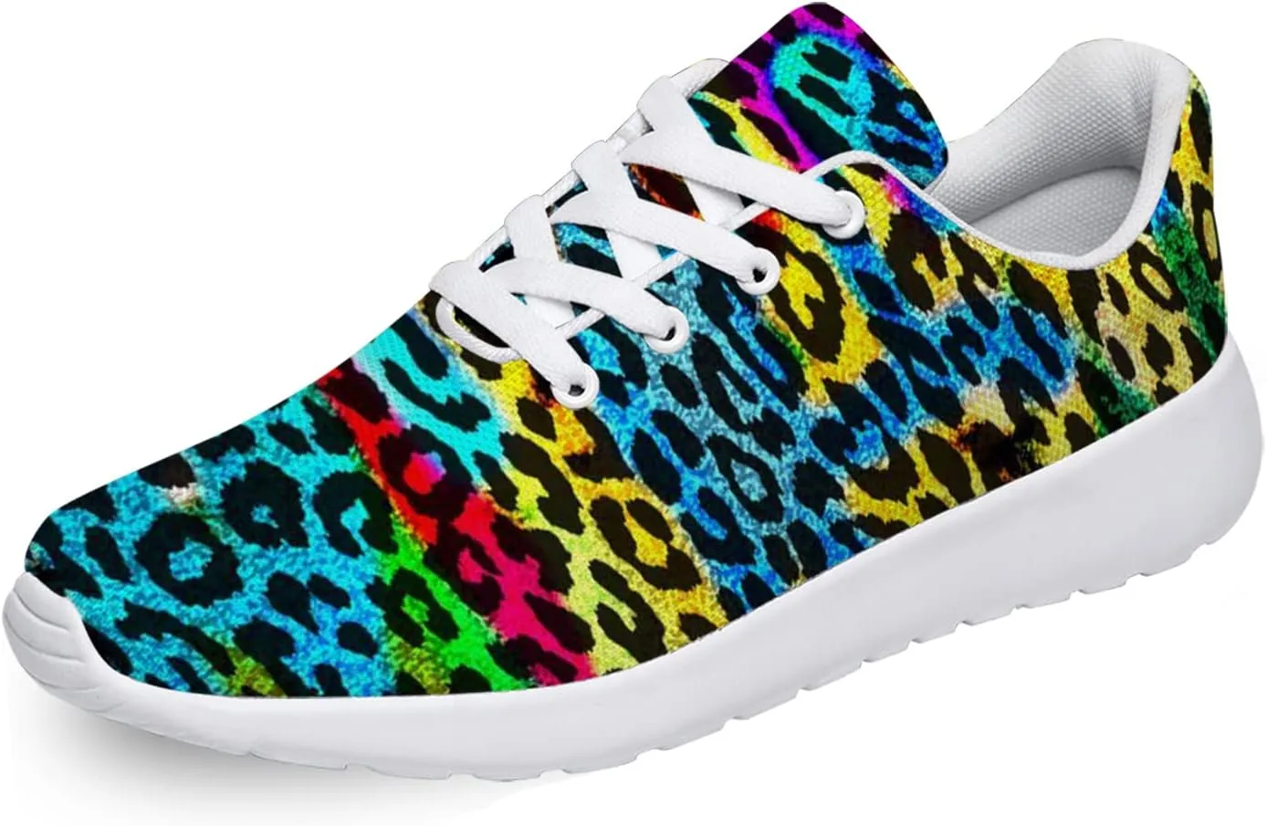 Leopard Cheetah Print Shoes Woman Tennis Shoes Athletic Running Shoes Soft Lightweight Walking Sneakers Gifts for Ladies Girls