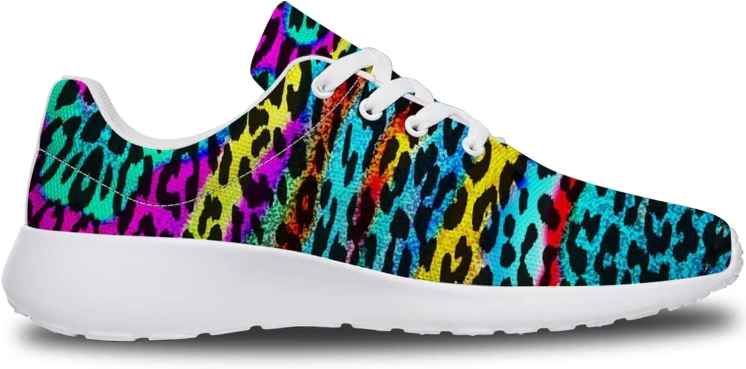 Leopard Cheetah Print Shoes Woman Tennis Shoes Athletic Running Shoes Soft Lightweight Walking Sneakers Gifts for Ladies Girls