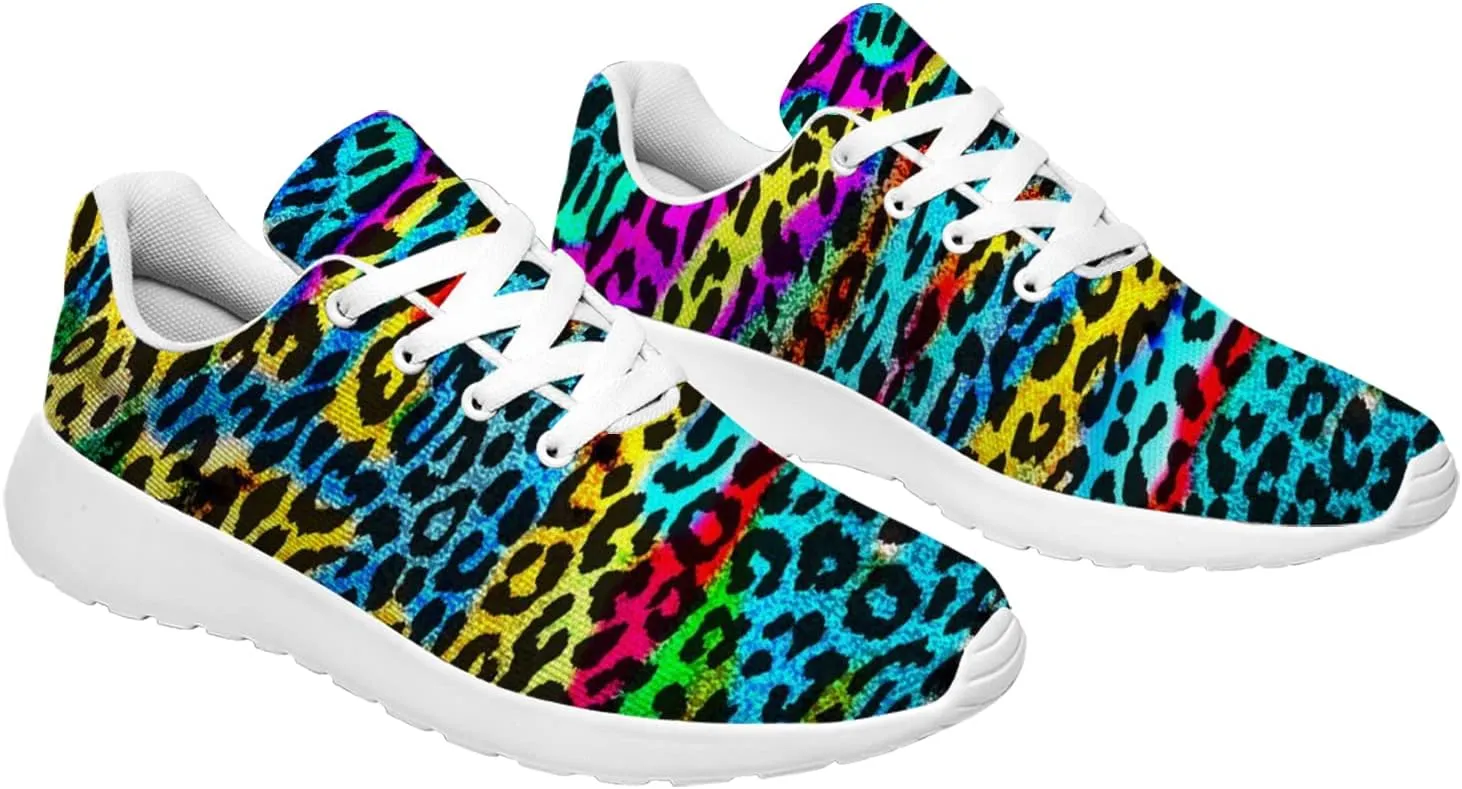 Leopard Cheetah Print Shoes Woman Tennis Shoes Athletic Running Shoes Soft Lightweight Walking Sneakers Gifts for Ladies Girls