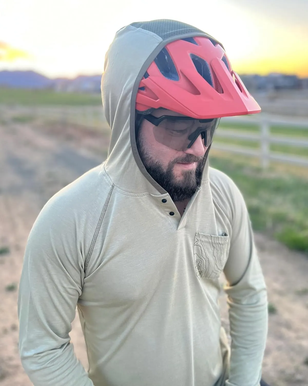 Lightweight Men's Hoodie | Bamboo Rayon Long Sleeve Sun Shirt | MTB Jersey
