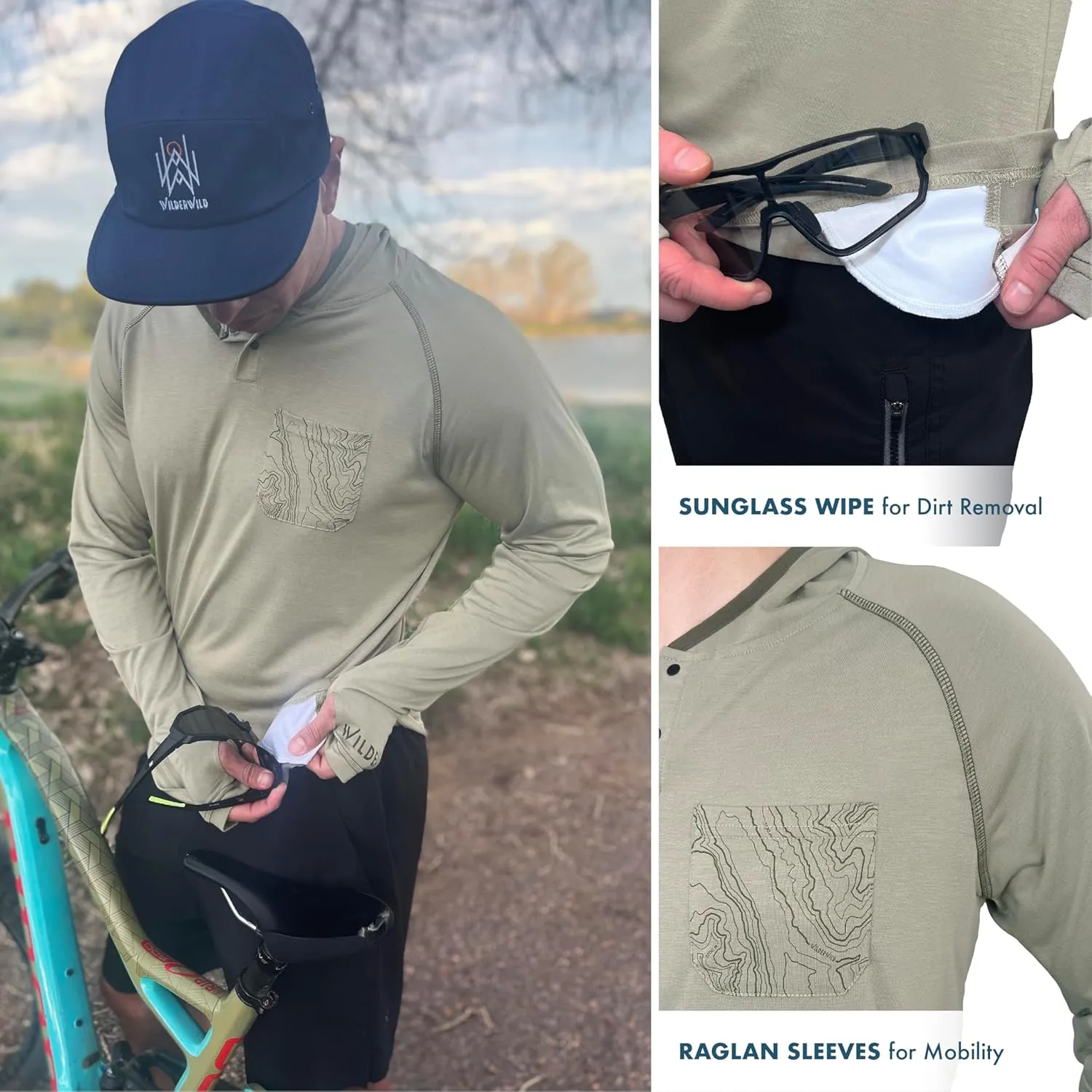 Lightweight Men's Hoodie | Bamboo Rayon Long Sleeve Sun Shirt | MTB Jersey