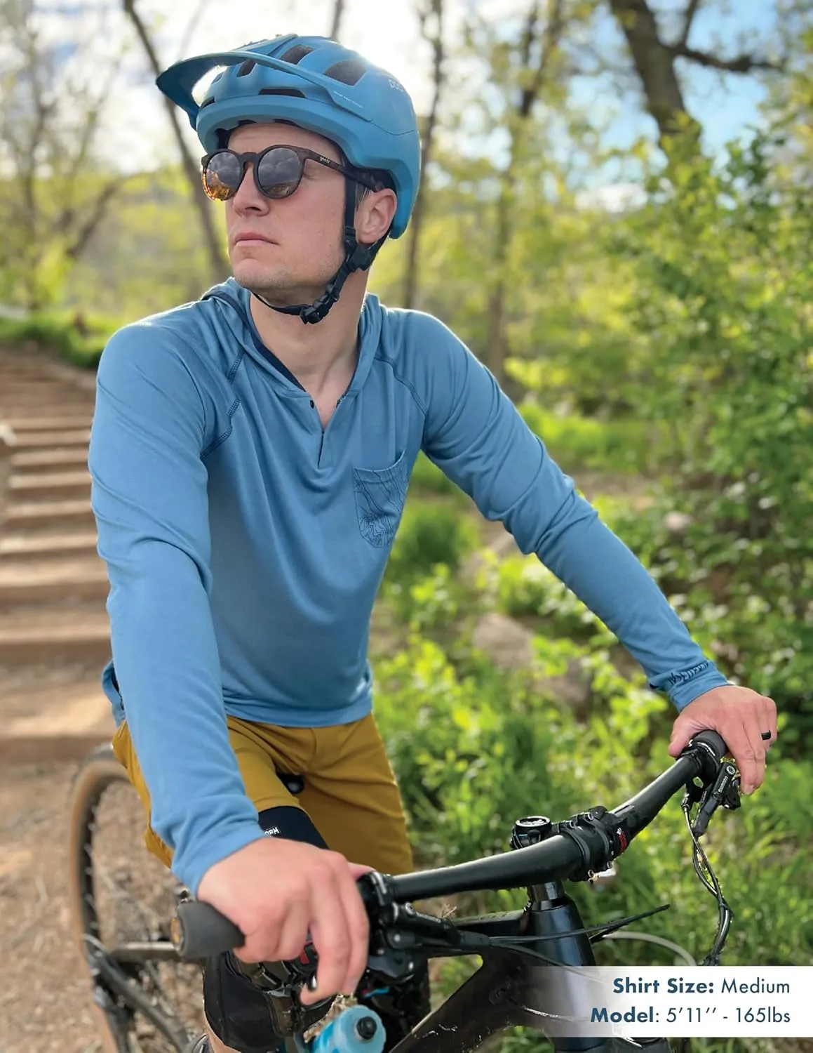 Lightweight Men's Hoodie | Bamboo Rayon Long Sleeve Sun Shirt | MTB Jersey