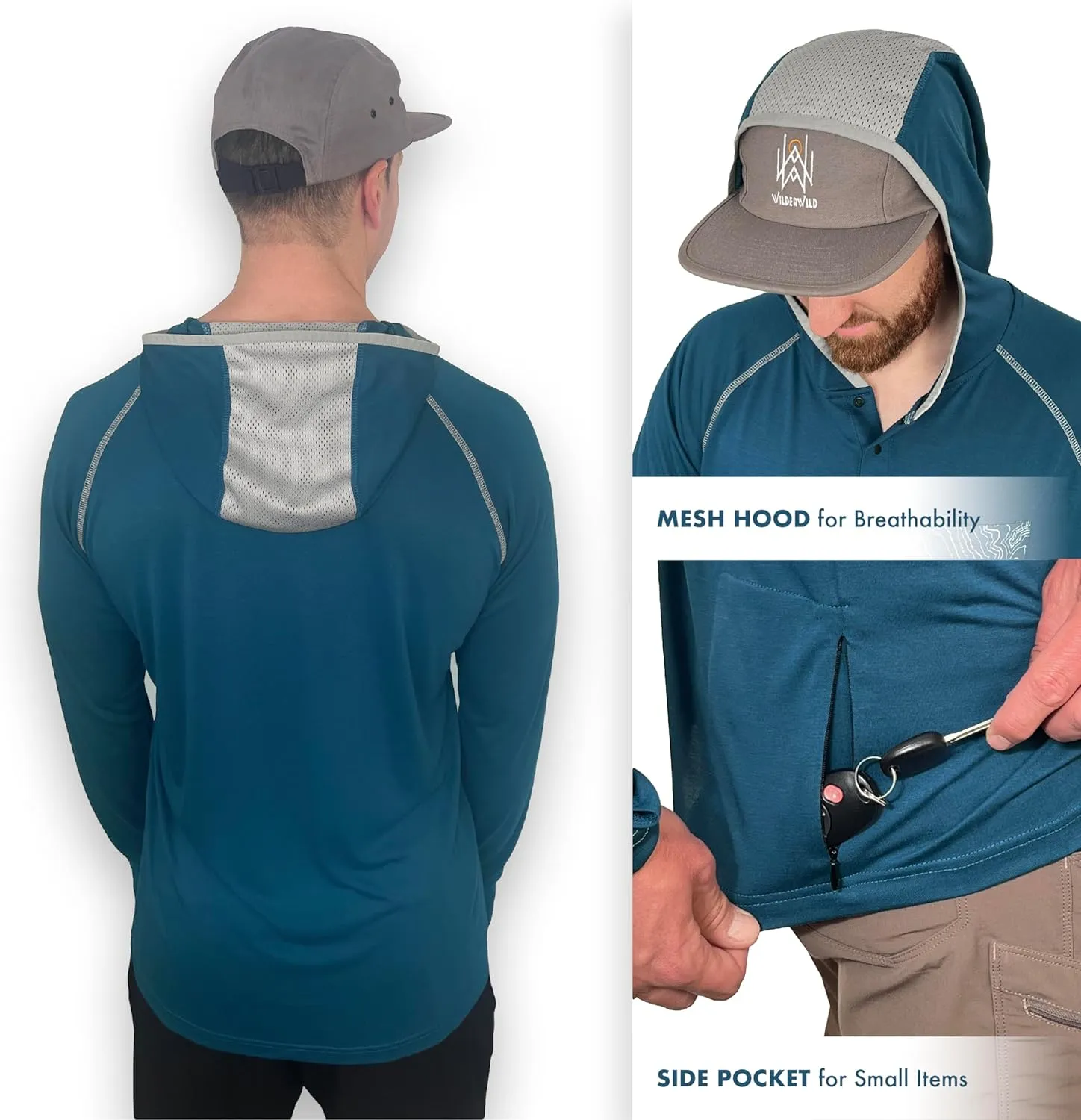 Lightweight Men's Hoodie | Bamboo Rayon Long Sleeve Sun Shirt | MTB Jersey