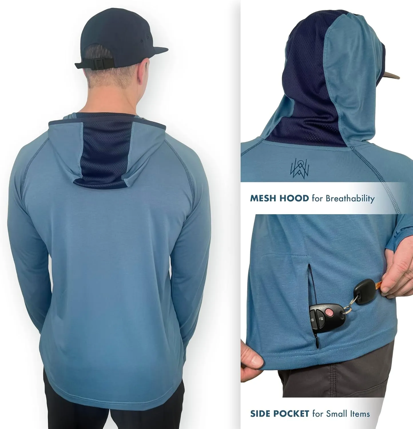 Lightweight Men's Hoodie | Bamboo Rayon Long Sleeve Sun Shirt | MTB Jersey