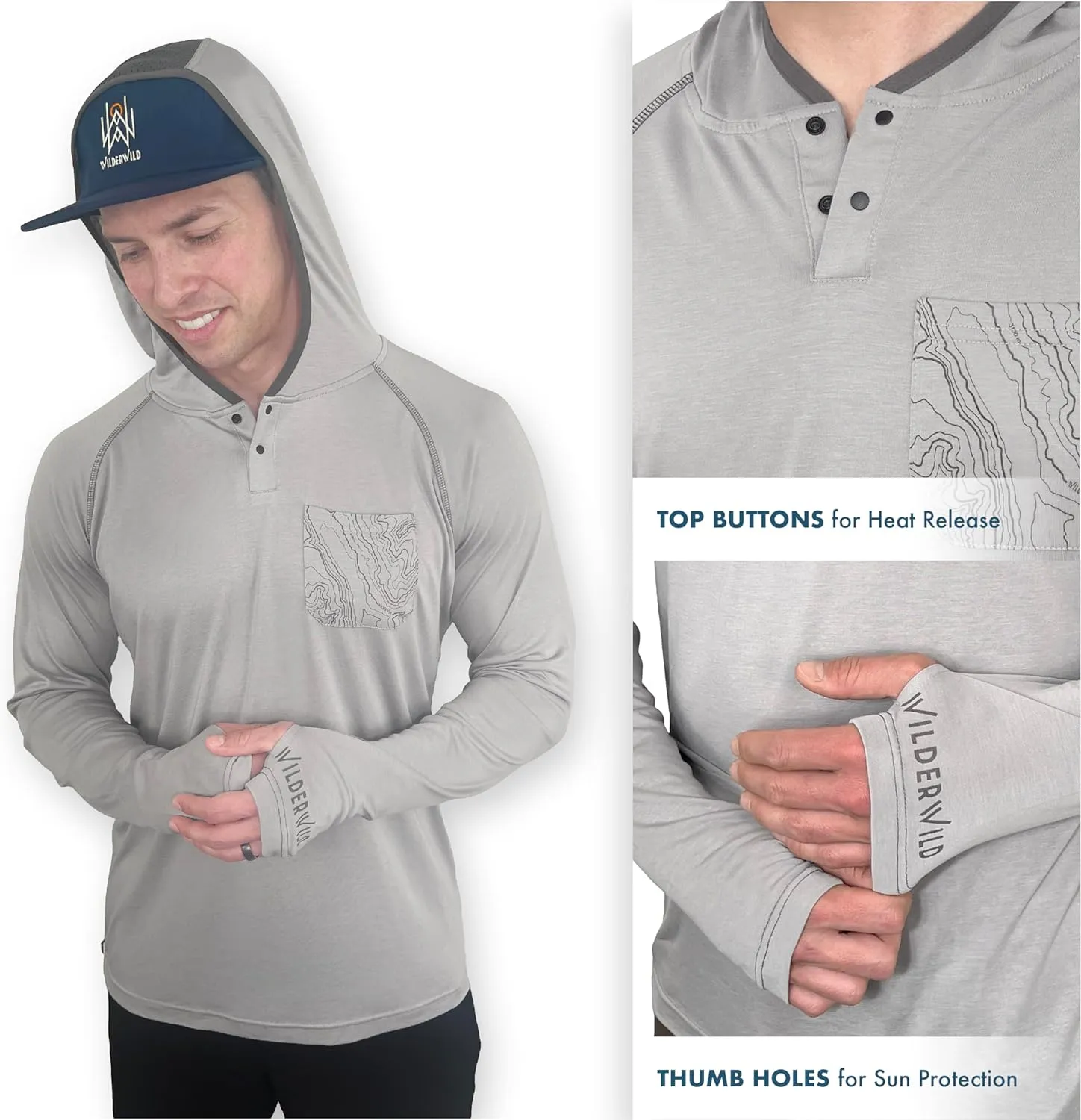 Lightweight Men's Hoodie | Bamboo Rayon Long Sleeve Sun Shirt | MTB Jersey