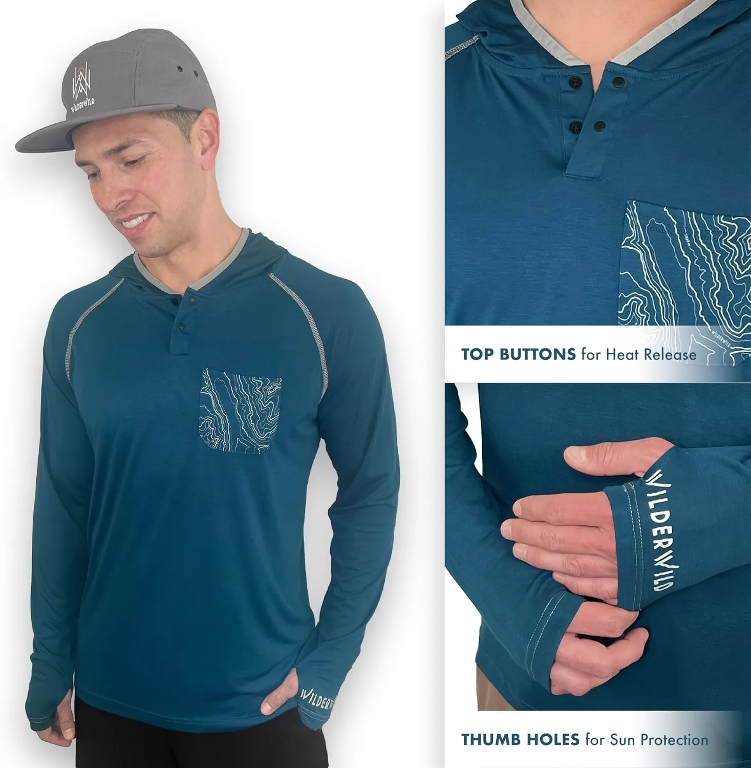 Lightweight Men's Hoodie | Bamboo Rayon Long Sleeve Sun Shirt | MTB Jersey