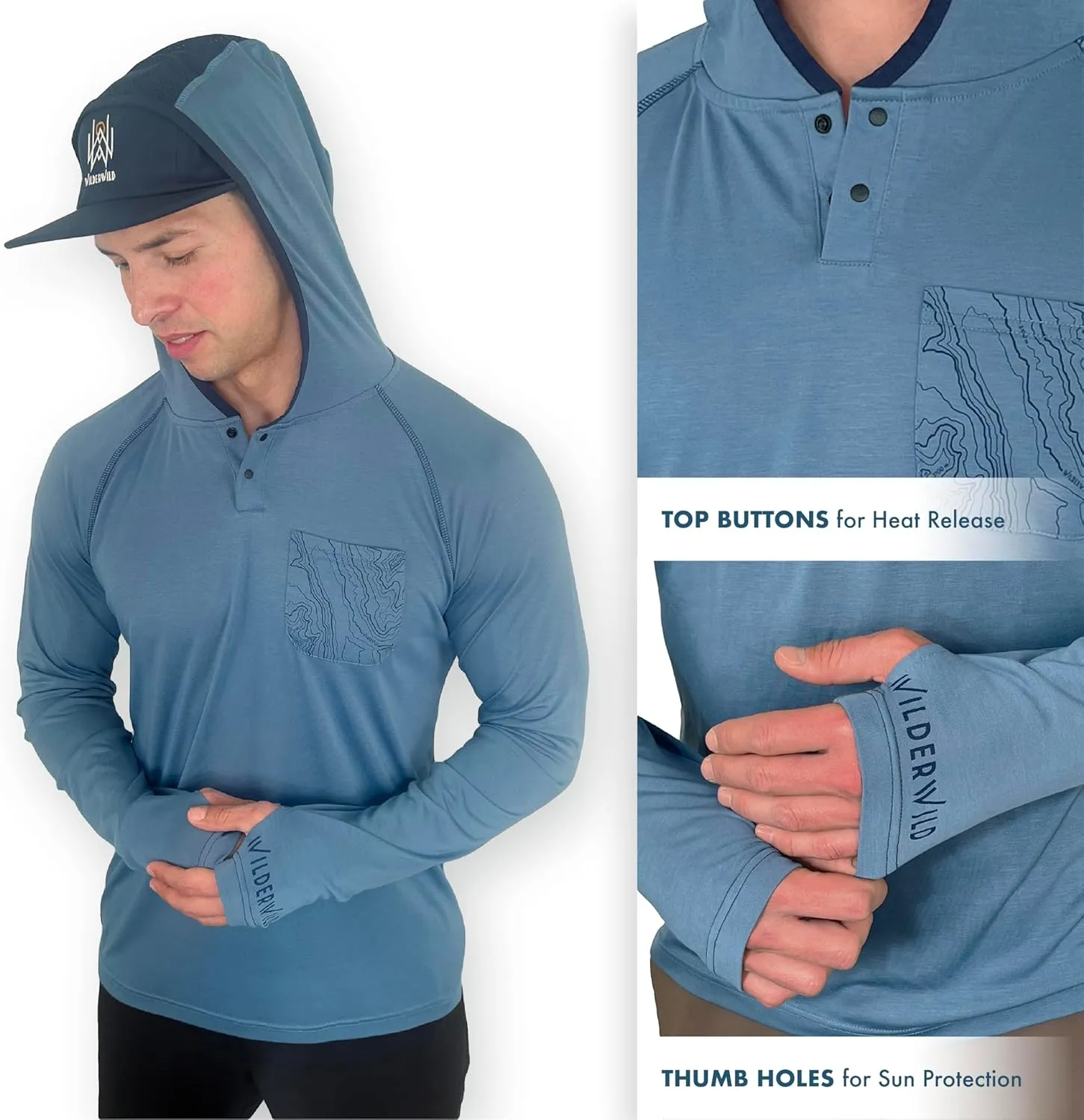 Lightweight Men's Hoodie | Bamboo Rayon Long Sleeve Sun Shirt | MTB Jersey