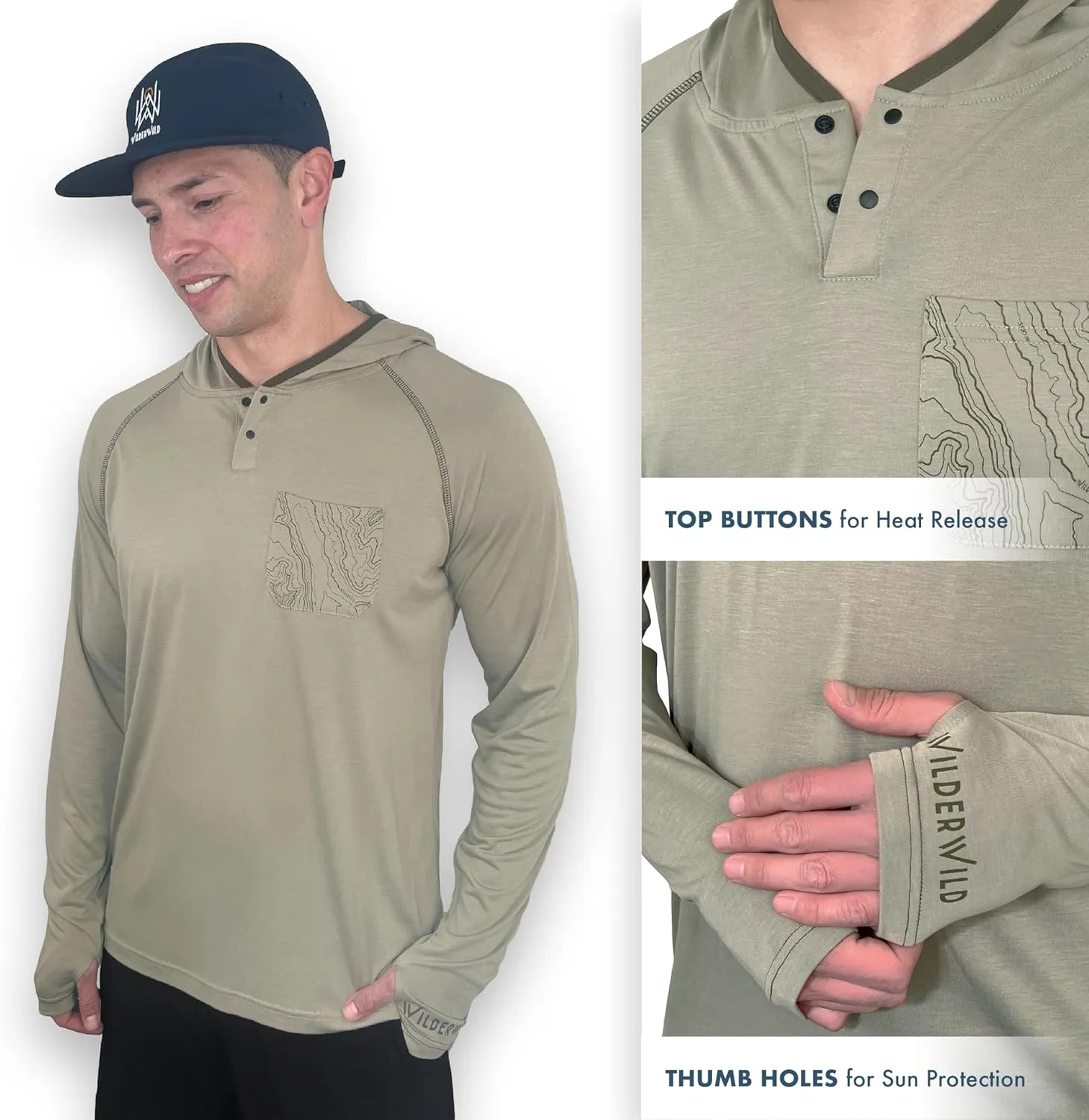 Lightweight Men's Hoodie | Bamboo Rayon Long Sleeve Sun Shirt | MTB Jersey