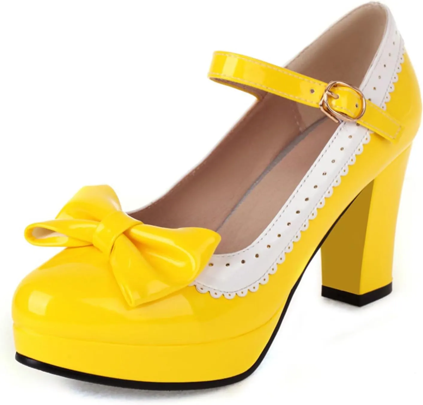 Mary Jane Heels for Women Bow Lolita Platform High Heels Kawaii Shoes Dress Round Toe Pumps