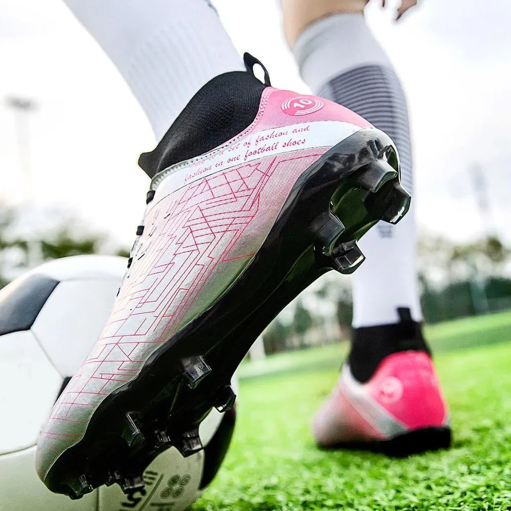 Maylrvjv Men's High-Top Soccer Shoes Big Kids Football Boots Breathable Lightweight Outdoor Indoor Professional Training Sneakers