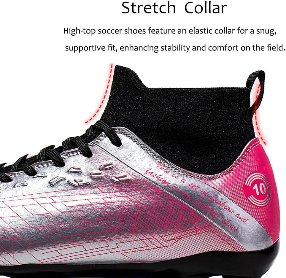 Maylrvjv Men's High-Top Soccer Shoes Big Kids Football Boots Breathable Lightweight Outdoor Indoor Professional Training Sneakers