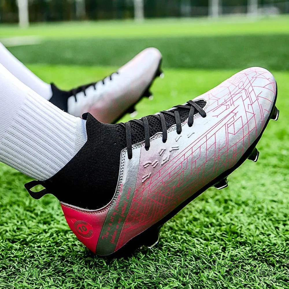 Maylrvjv Men's High-Top Soccer Shoes Big Kids Football Boots Breathable Lightweight Outdoor Indoor Professional Training Sneakers